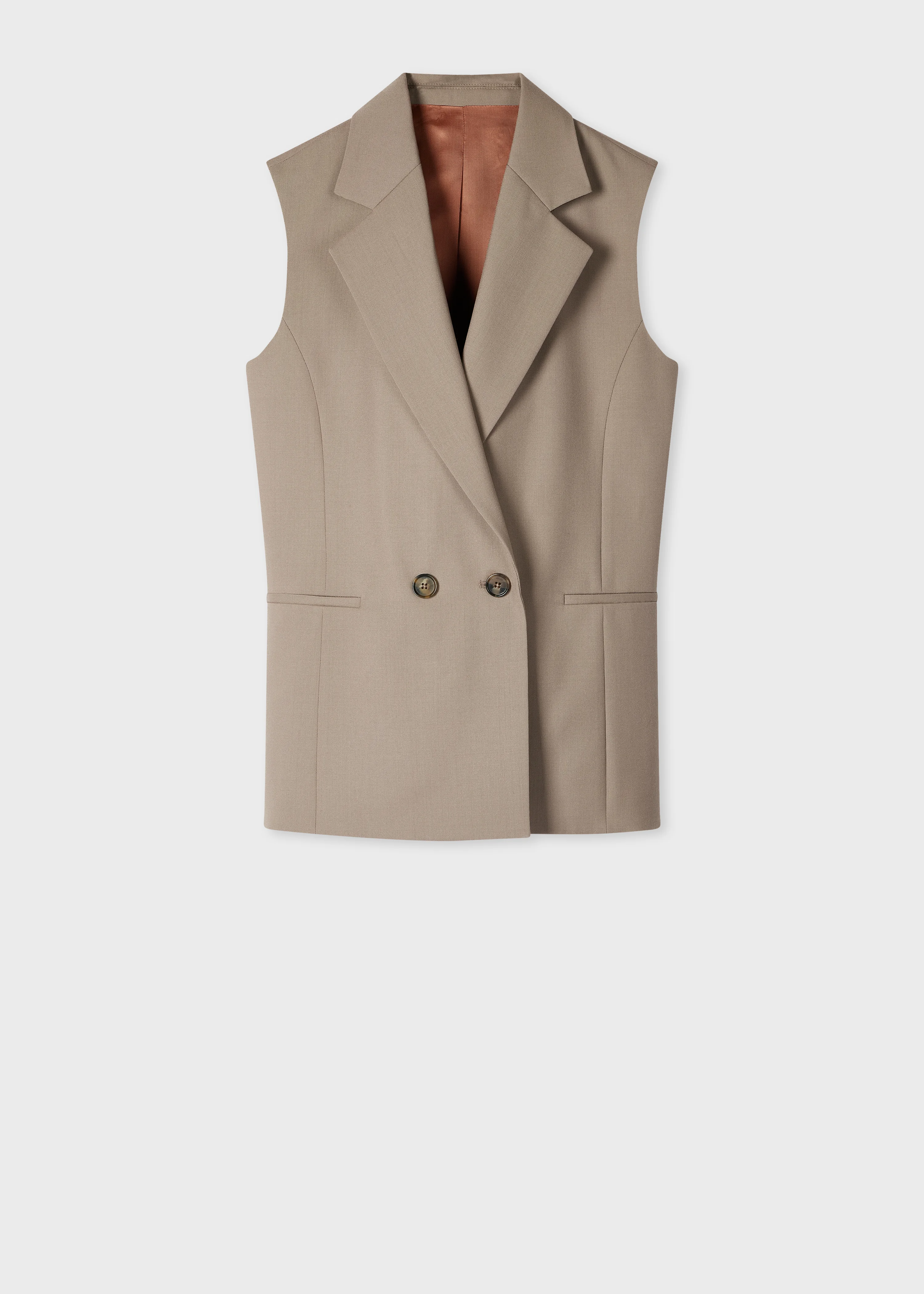 Women's Taupe Wool Hopsack Waistcoat - 1