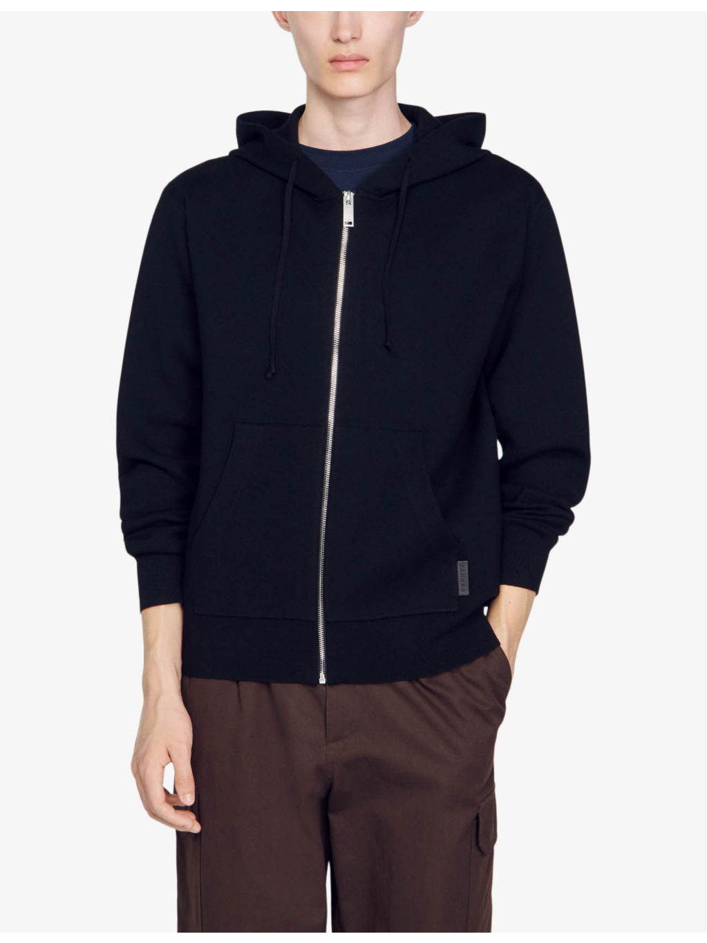Brand-tab zipped stretch-knit hoody - 3