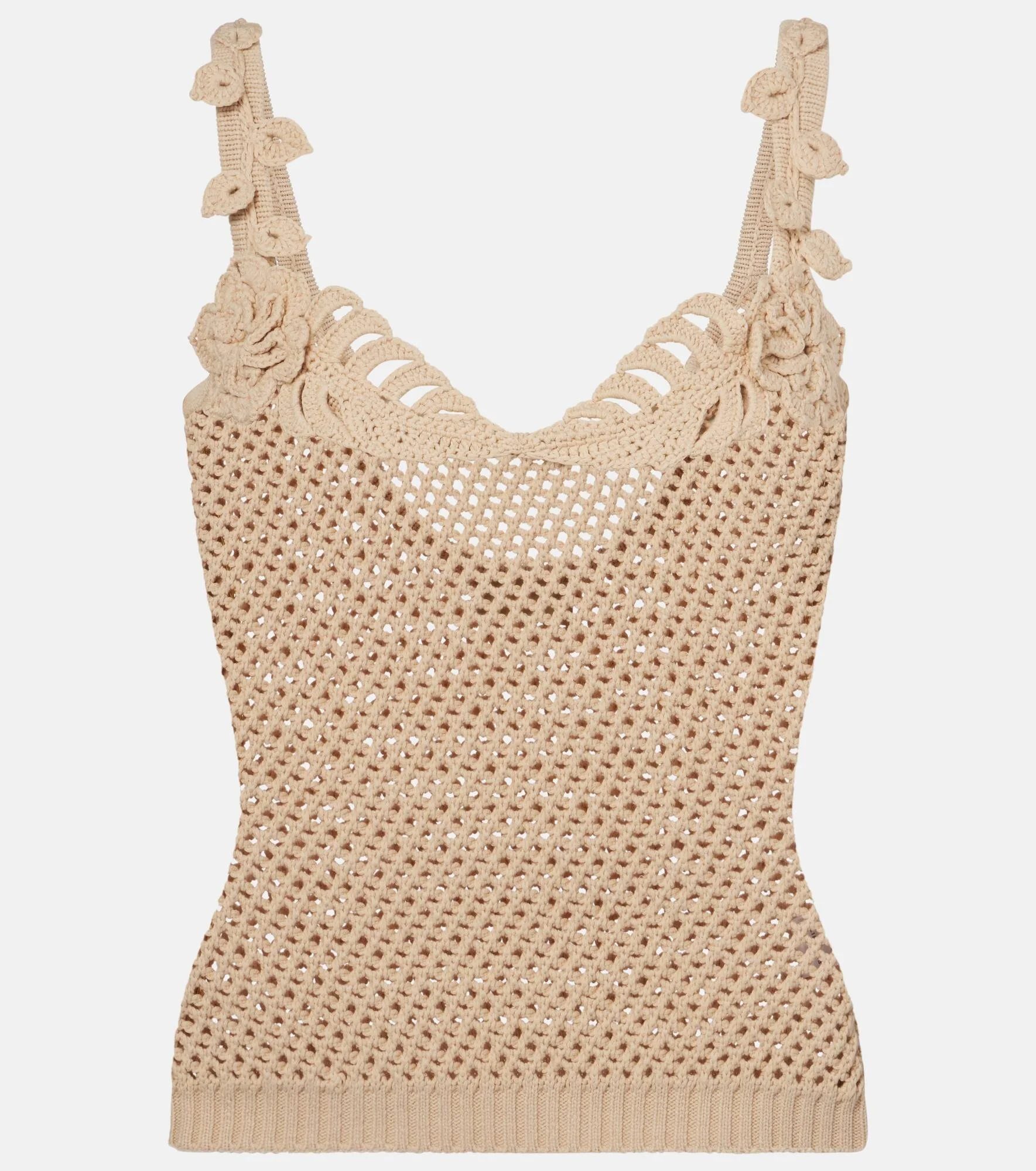 Crochet floral-appliqué cotton-blend top - 1