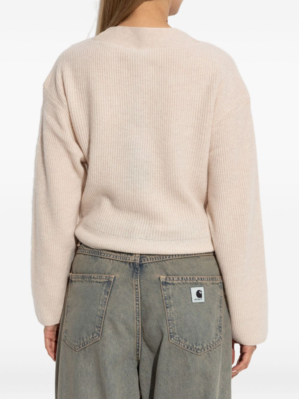 ribbed button cardigan - 4