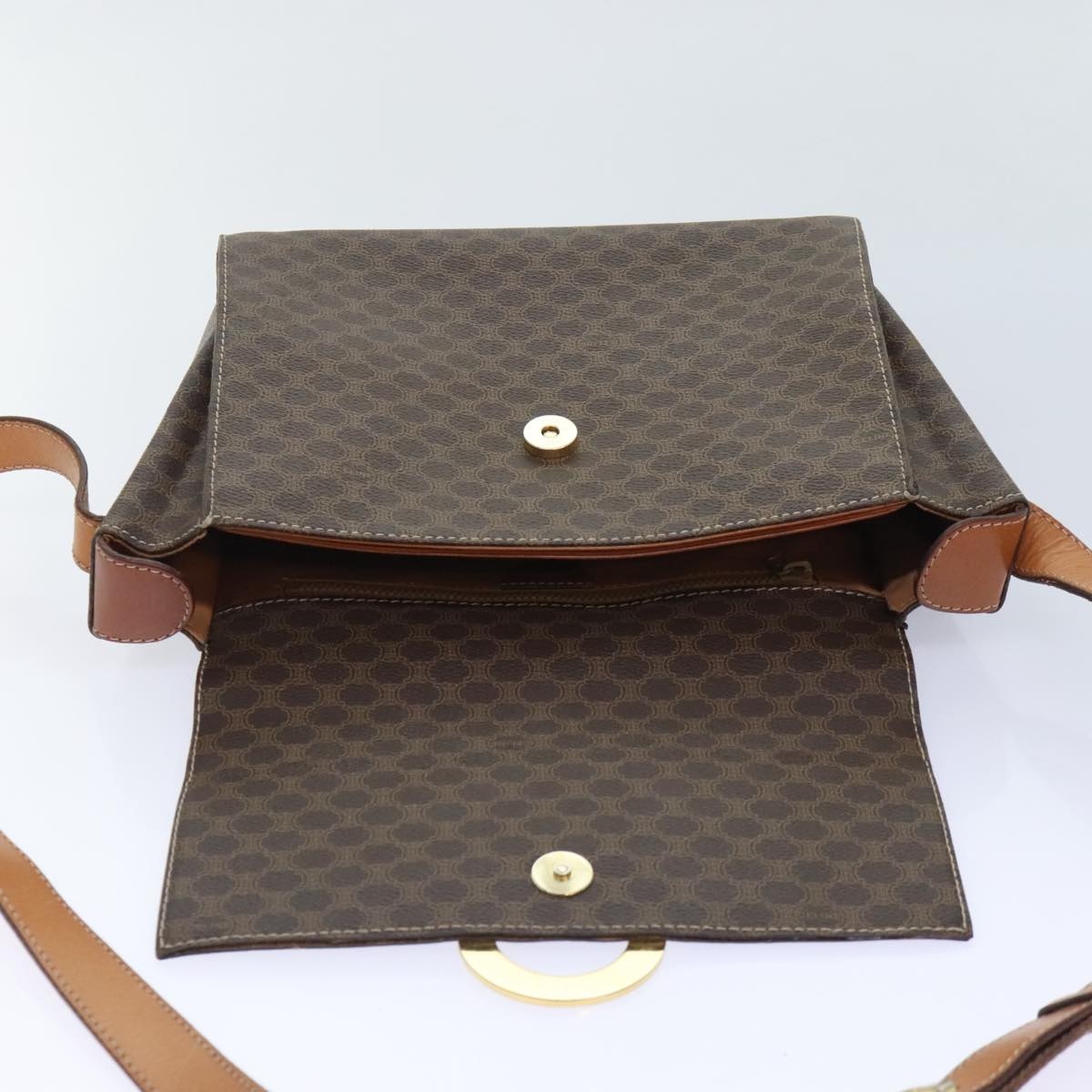 CELINE Macadam Canvas Shoulder Bag Pvc Leather Brown - 10