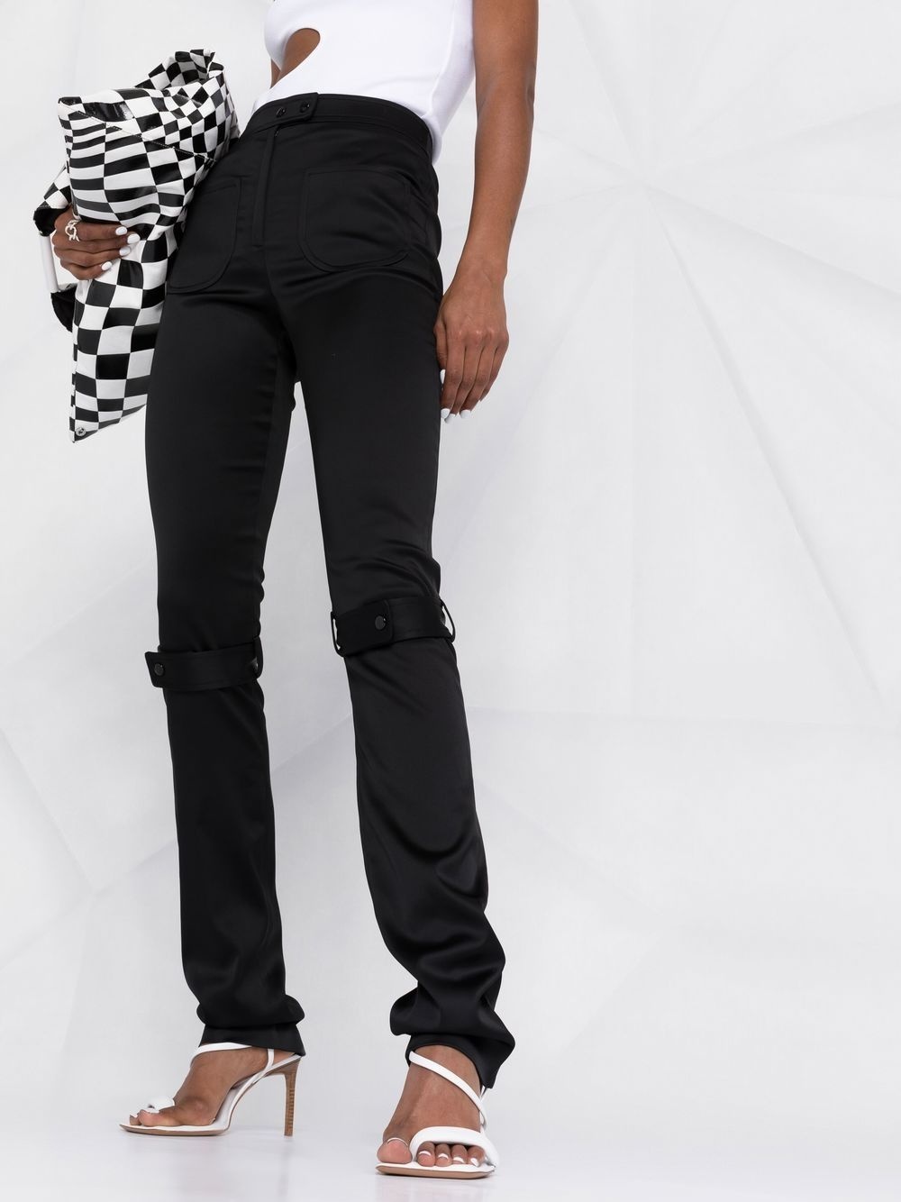 strap satin trousers - 3
