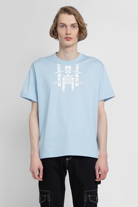 Burberry men's pale blue logo print cotton oversized t - 1