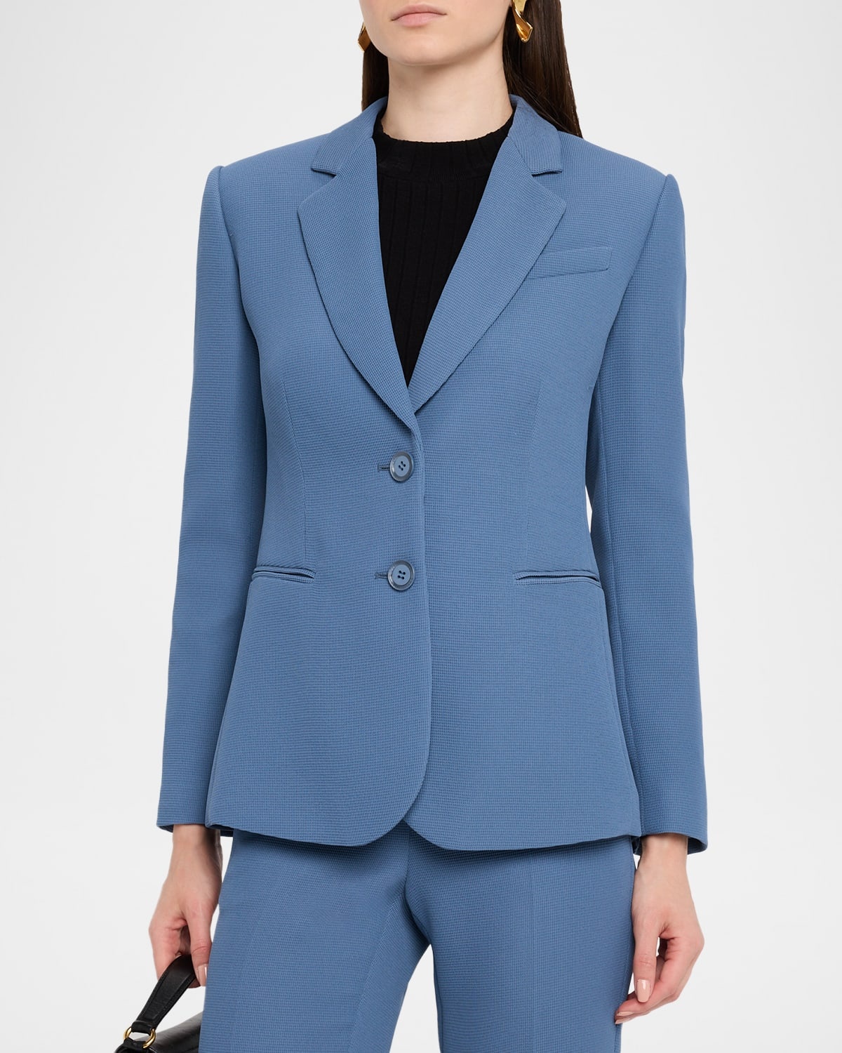 Single-Breasted Pique Blazer - 4