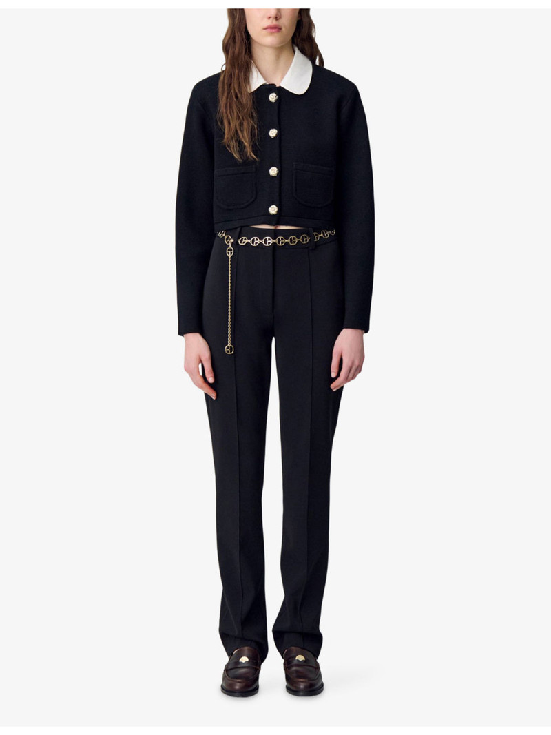 Claudie Pierlot Cigarette-Leg High-Rise Stretch-Woven Trousers outlook