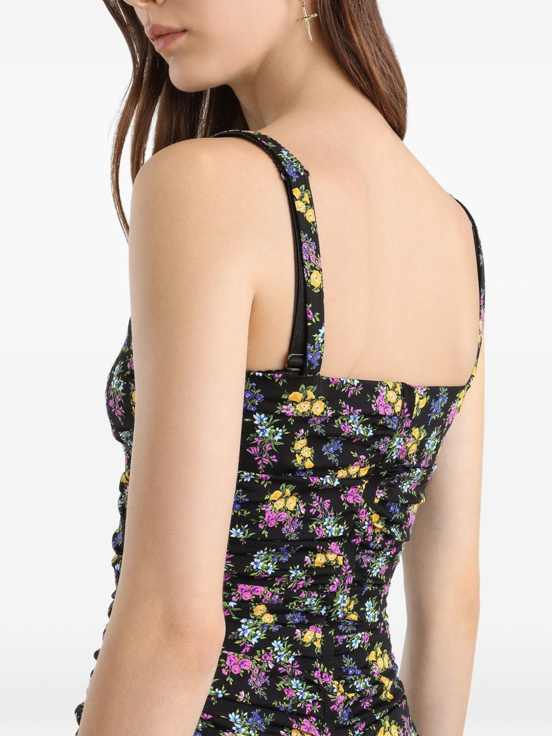 floral-pattern ruched midi dress 4