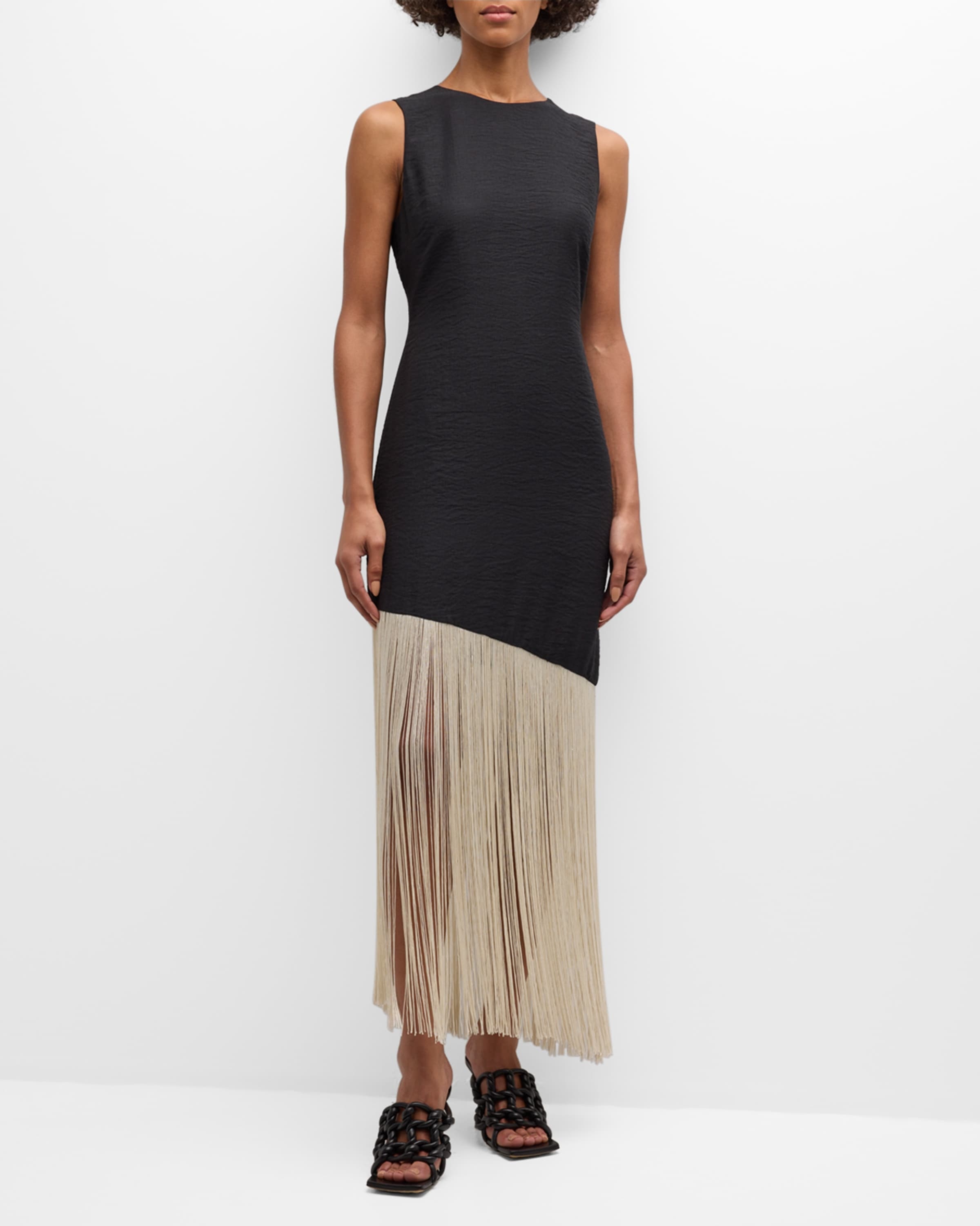 Casablanca Two-Tone Sleeveless Long Fringe Dress - 2