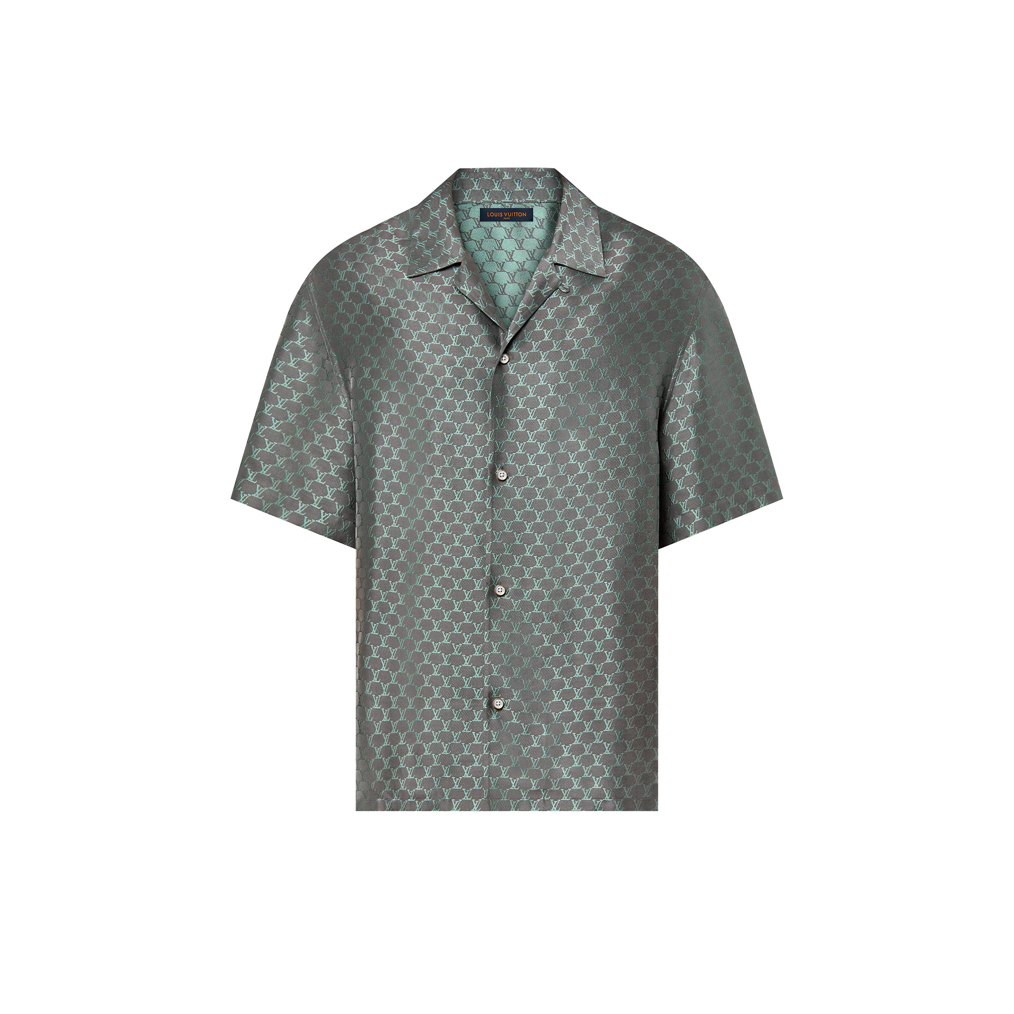 Short-Sleeved Jacquard Silk-Blend Shirt - 1