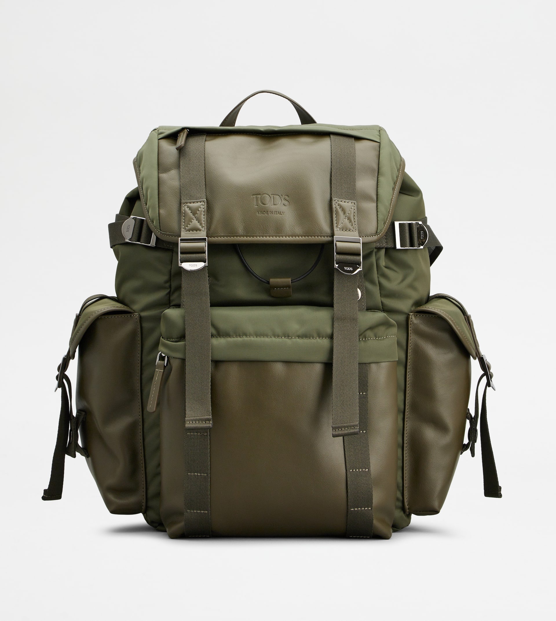 BACKPACK IN FABRIC AND LEATHER MEDIUM - GREEN - 1