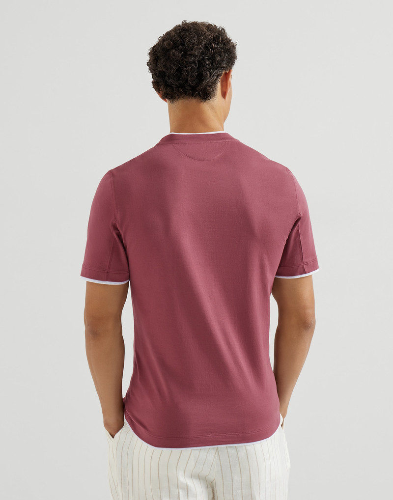 Brunello Cucinelli Cotton jersey crew neck T-shirt with faux-layering outlook