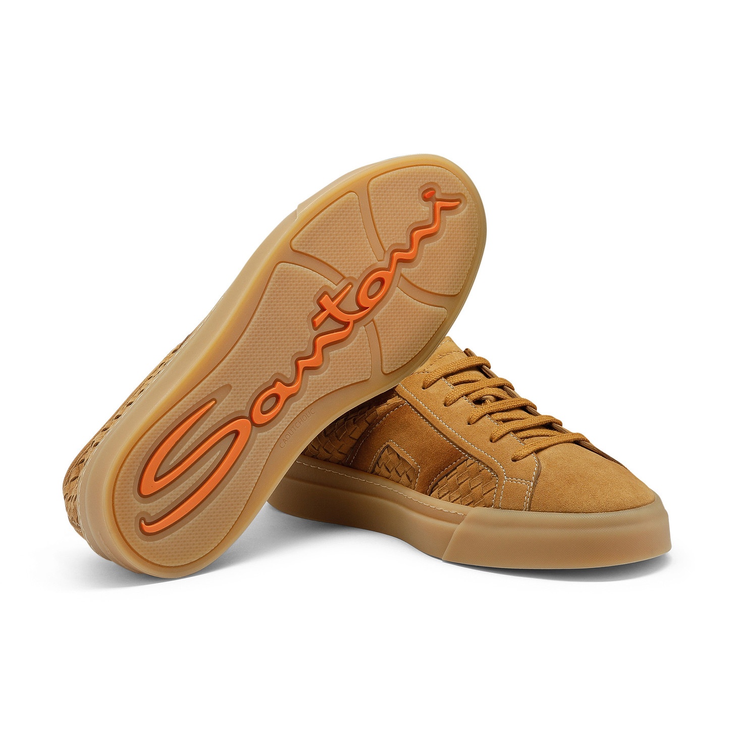 Men's light brown woven suede Double Buckle Sneaker - 4