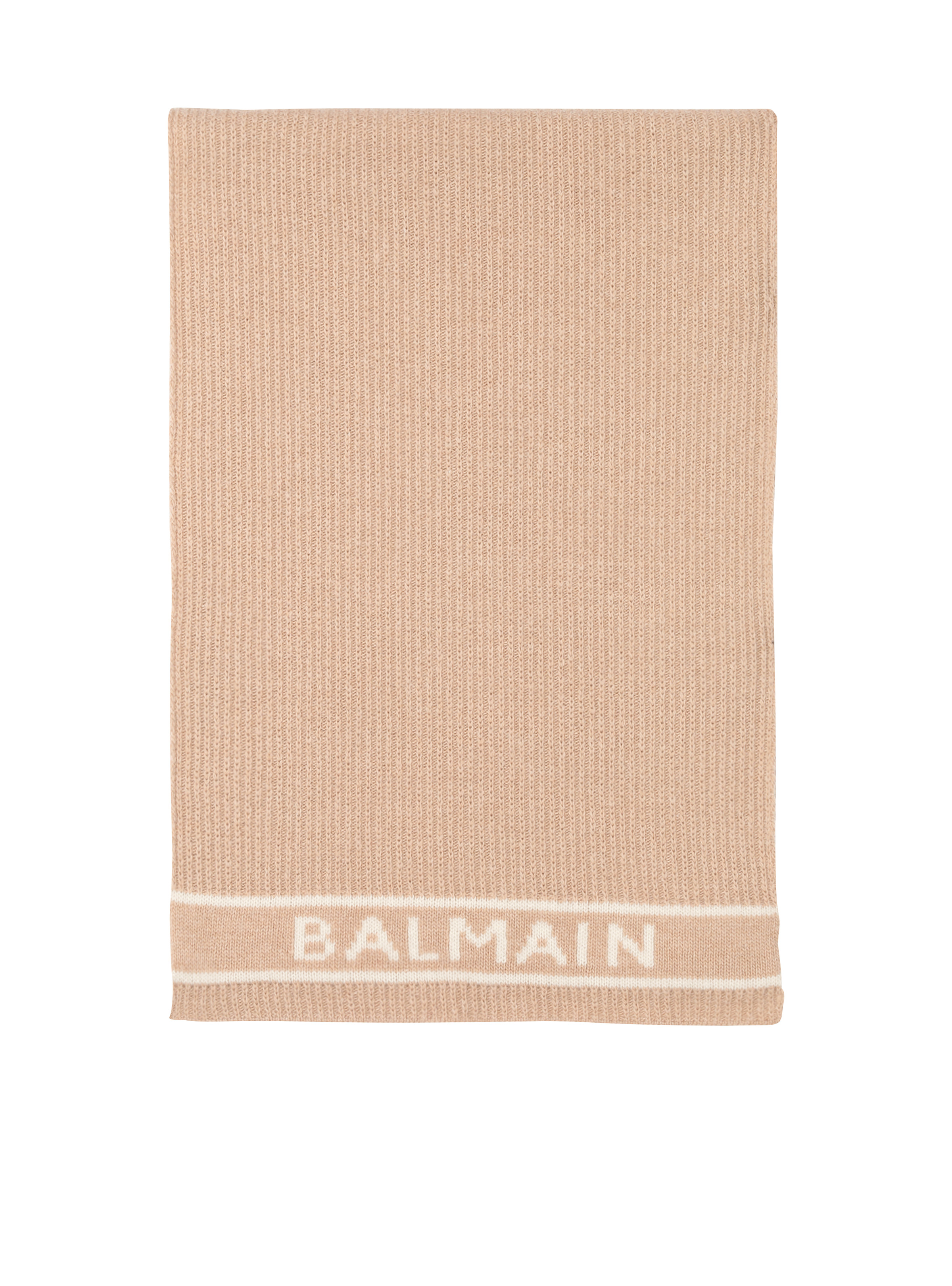 Wool and cashmere scarf with embroidered Balmain logo - 1