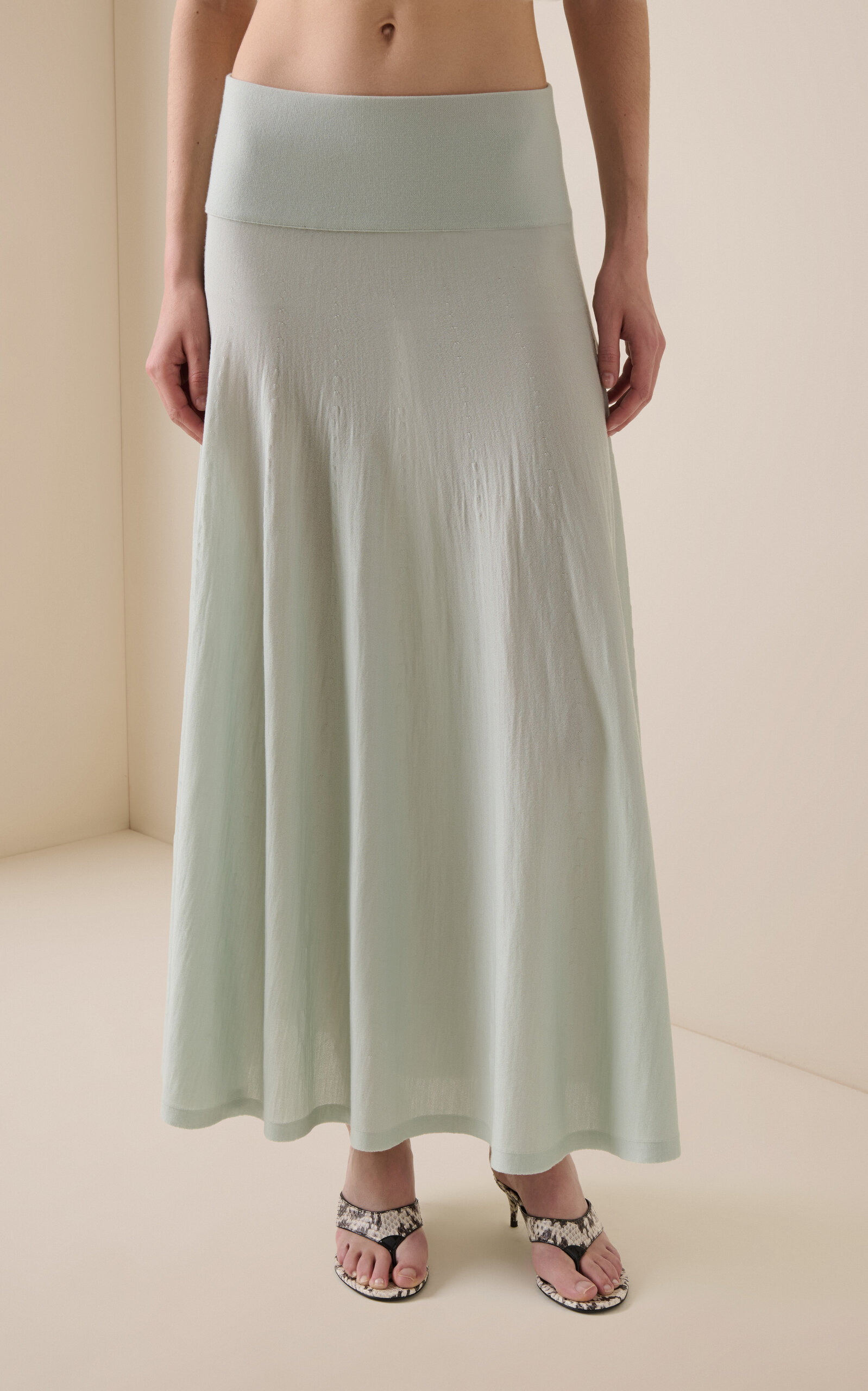 Knit Wool Maxi Skirt light blue - 3