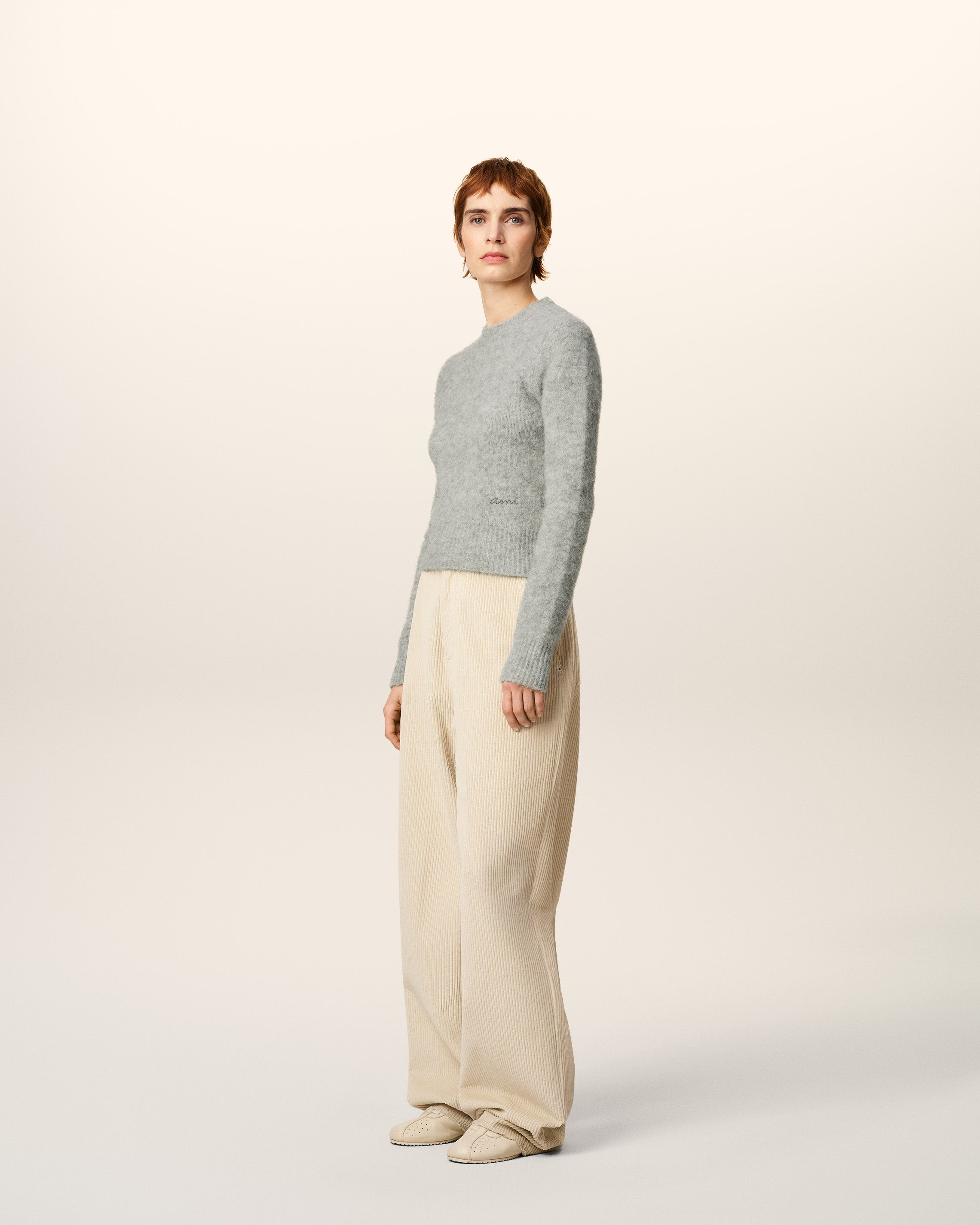 GREY ALPACA AMI CREWNECK SWEATER - 6