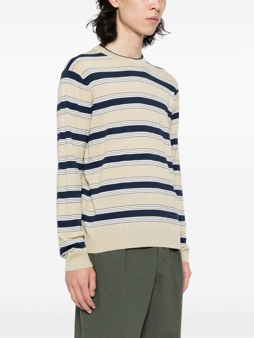 stripe print cotton blend sweater - 3