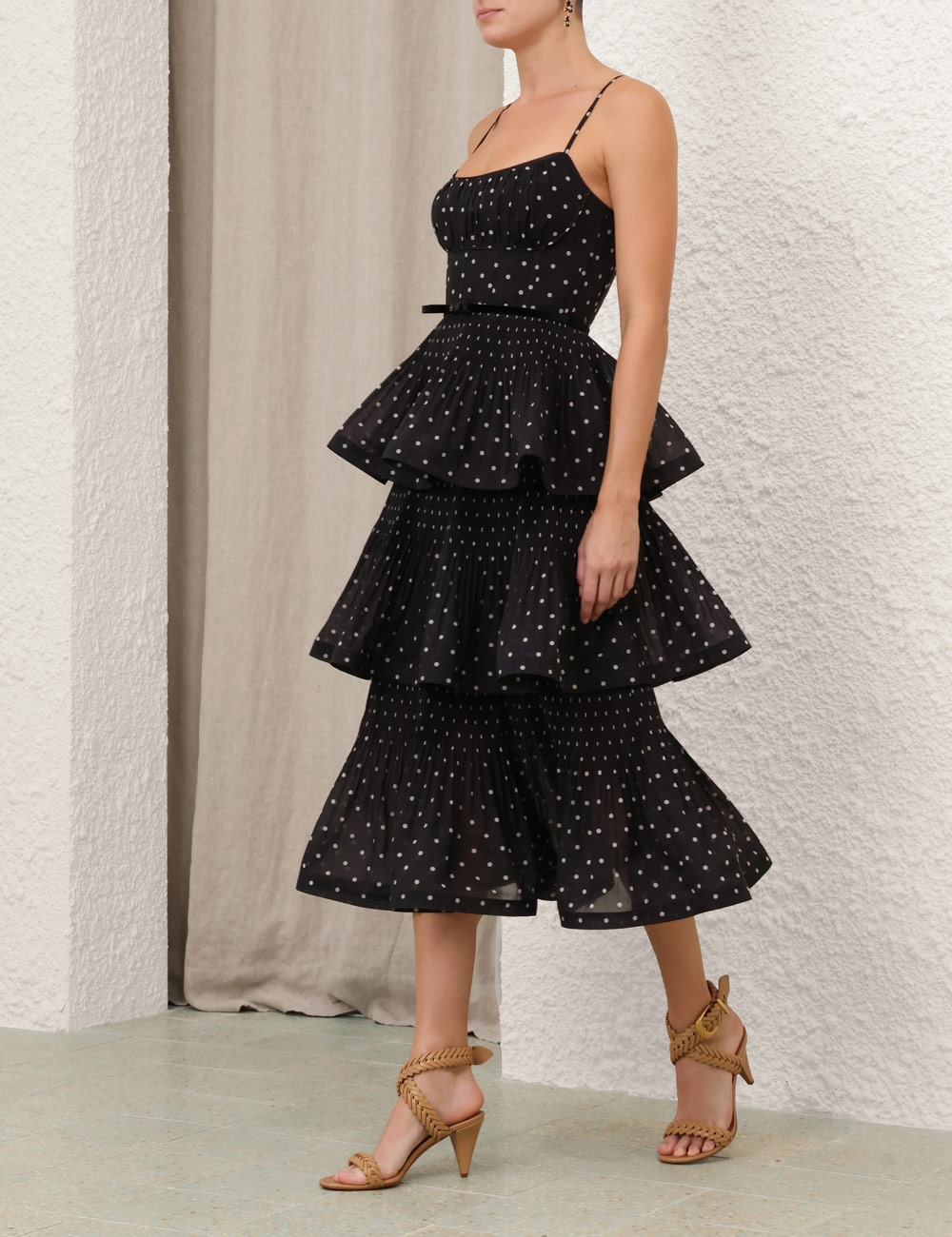 PLEATED TIERED MIDI DRESS - 3