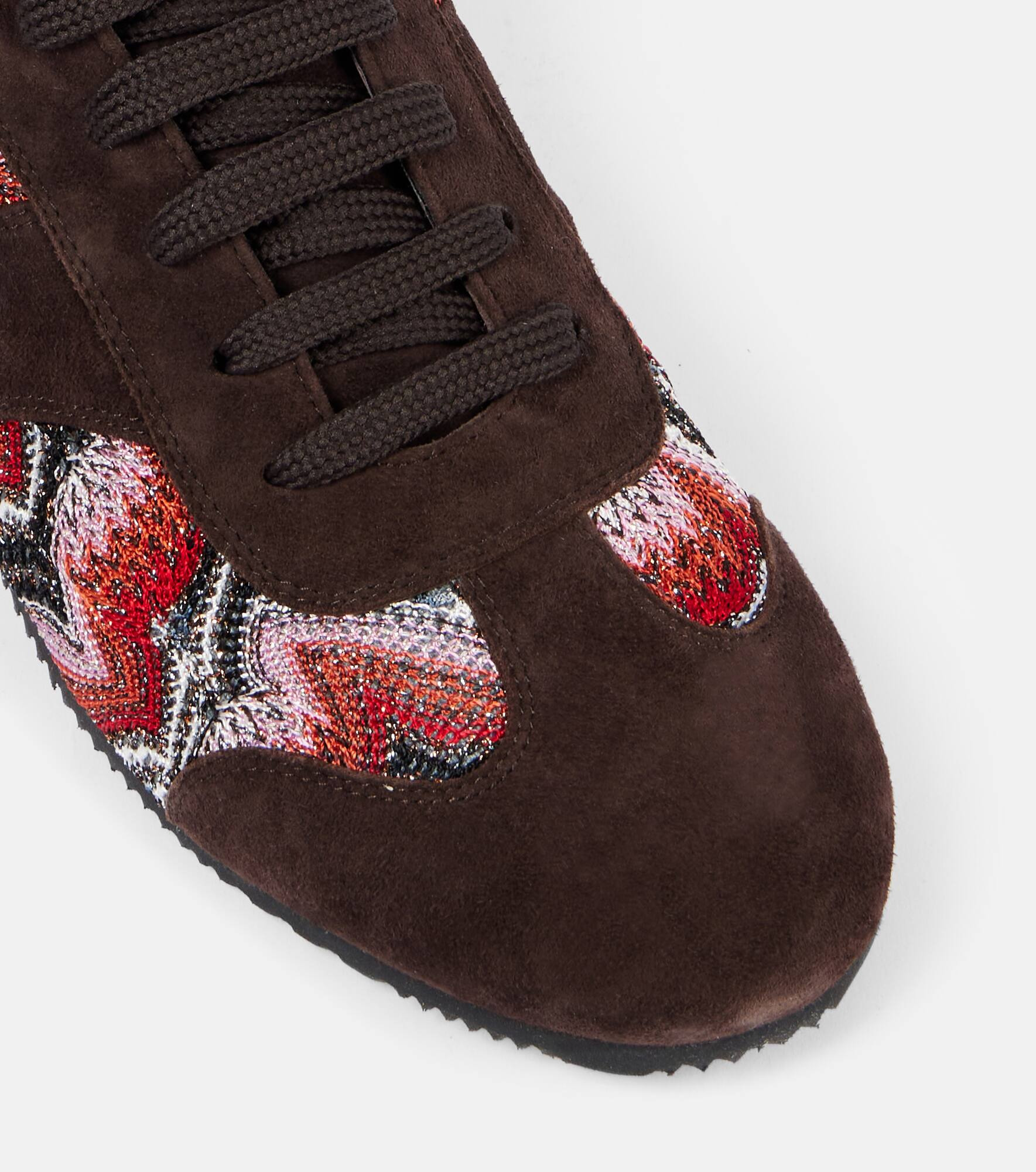 Lamé-trimmed suede sneakers - 5