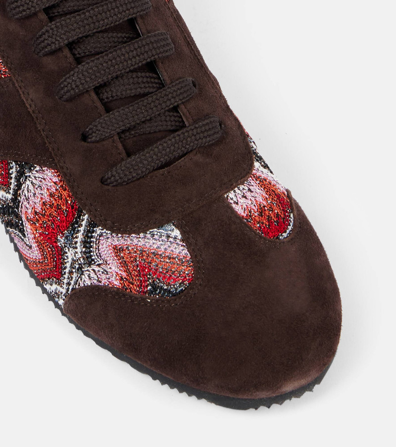 Lamé-trimmed suede sneakers 5