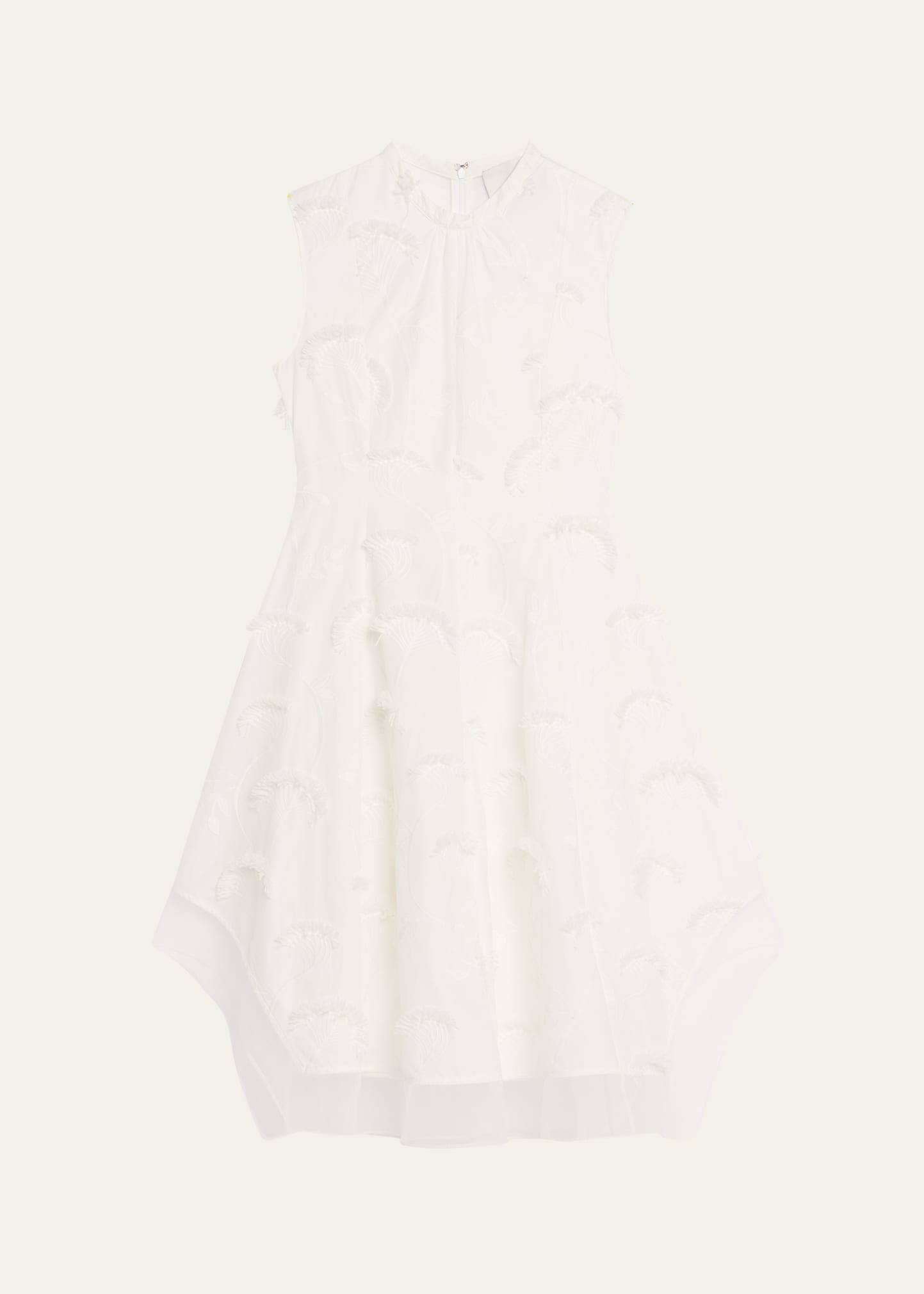 Embroidered Organza Sleeveless Midi Dress - 1