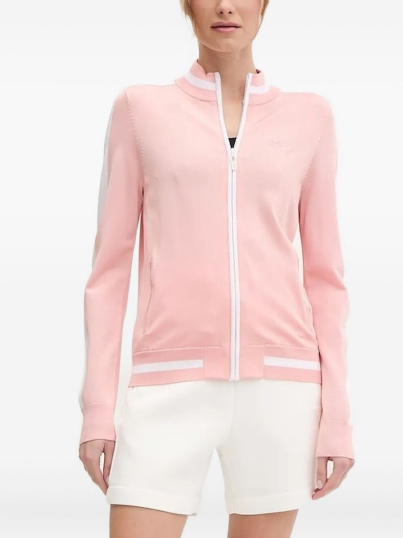 panelled zip-up cardigan 1