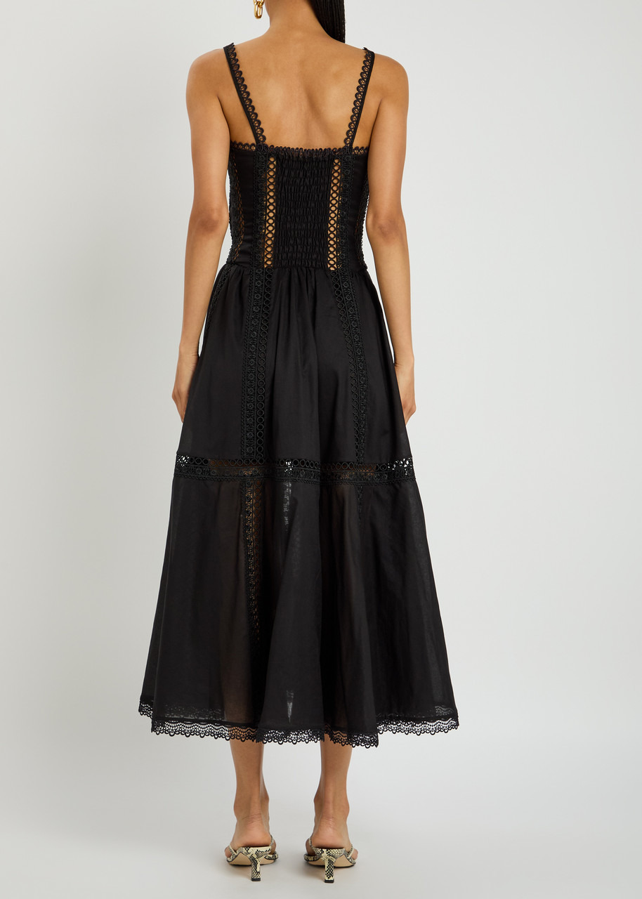Charo Ruiz Ibiza Dafelle Lace-embellished Cotton-blend Midi Dress - 3