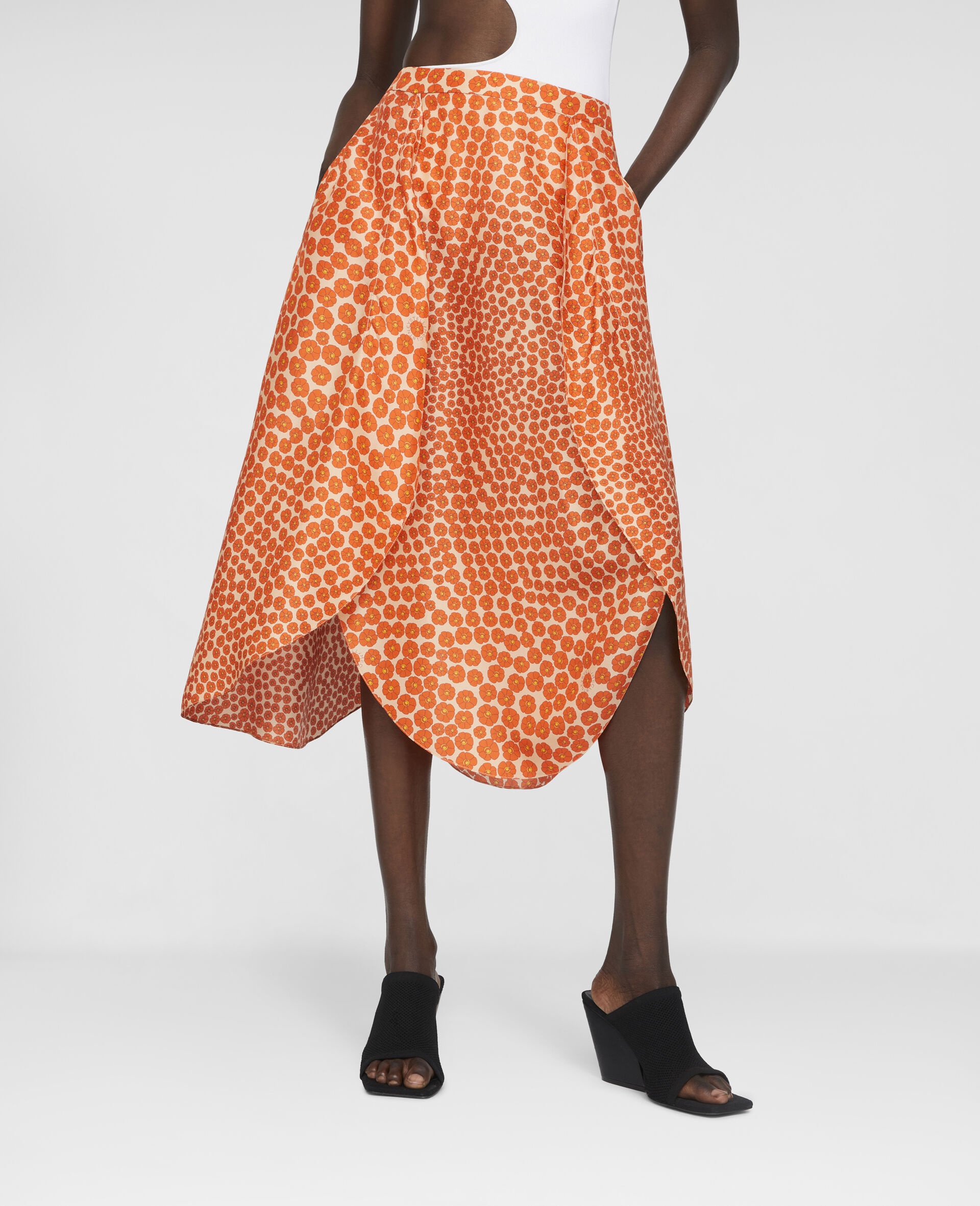 Floral Silk Midi Skirt - 3