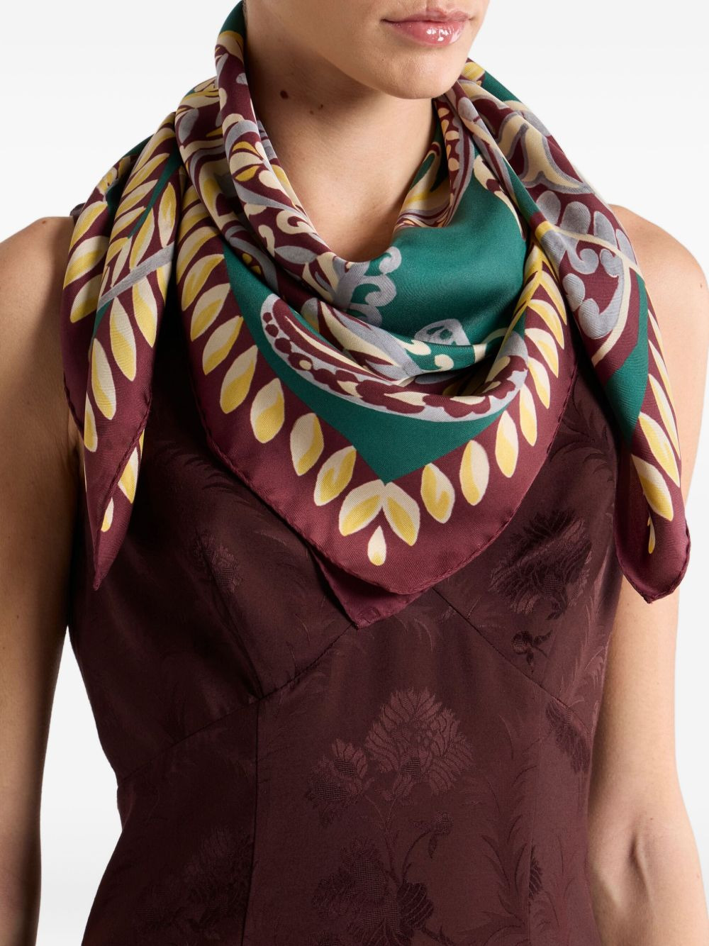 paisley floral silk scarf - 2