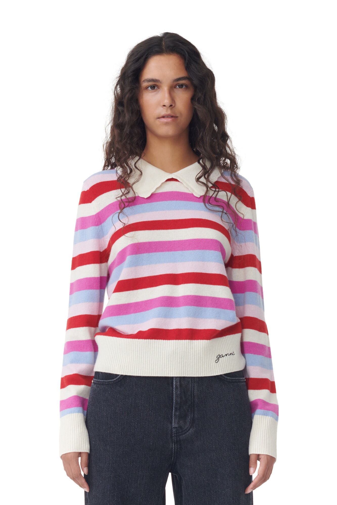 STRIPED COLLAR PULLOVER - 3