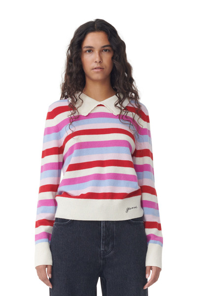 GANNI STRIPED COLLAR PULLOVER outlook