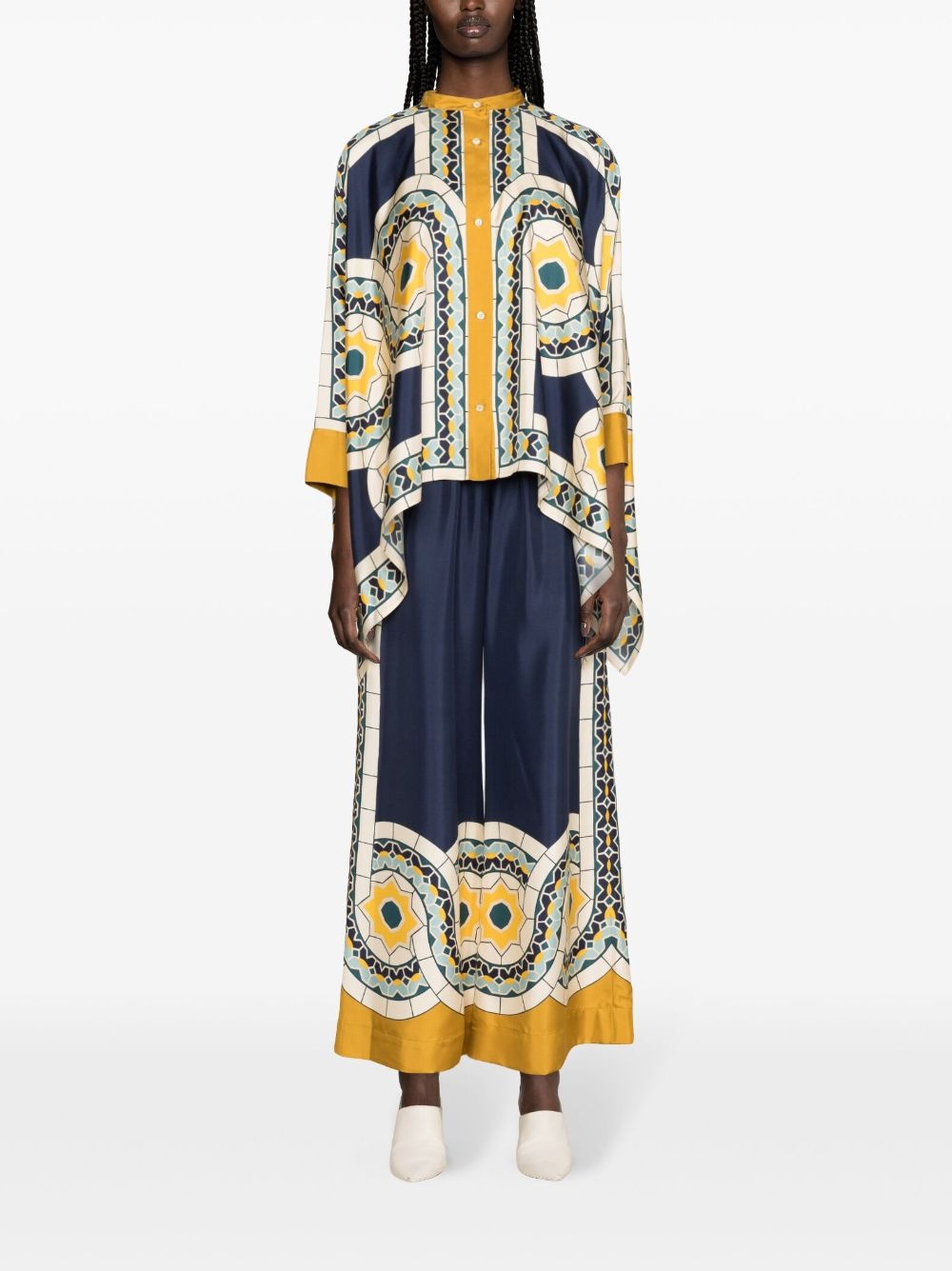 high-waist silk palazzo trousers - 2