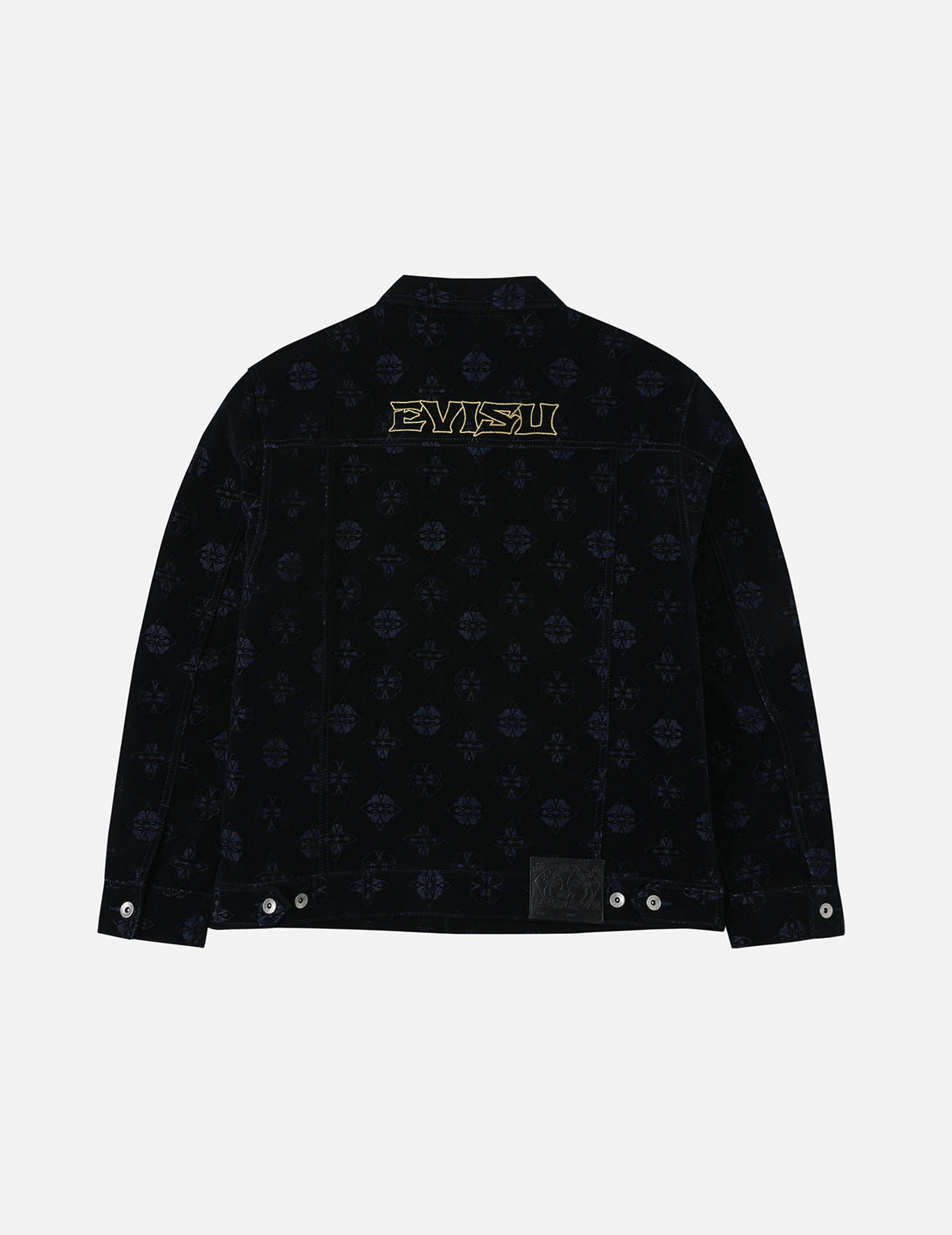 Allover Kamon Flocking Print Relax Fit Denim Jacket - 3
