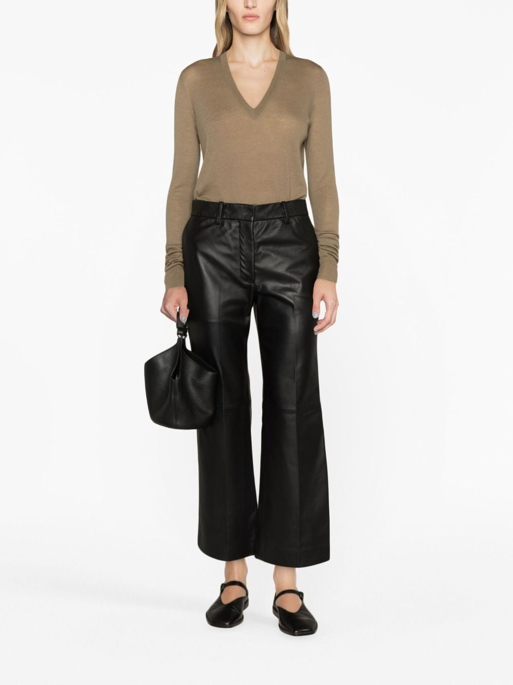 Talia leather cropped trousers - 2