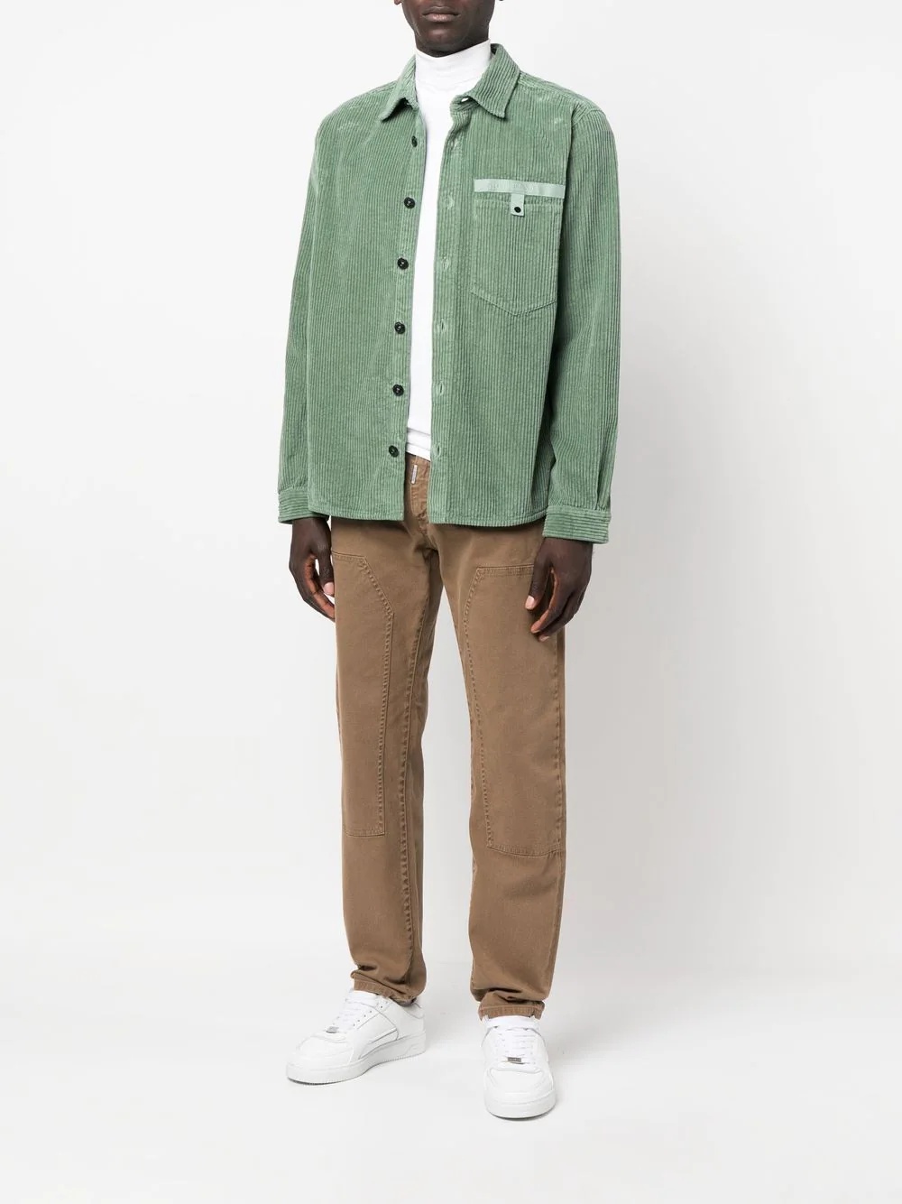 Compass-patch corduroy shirt - 2