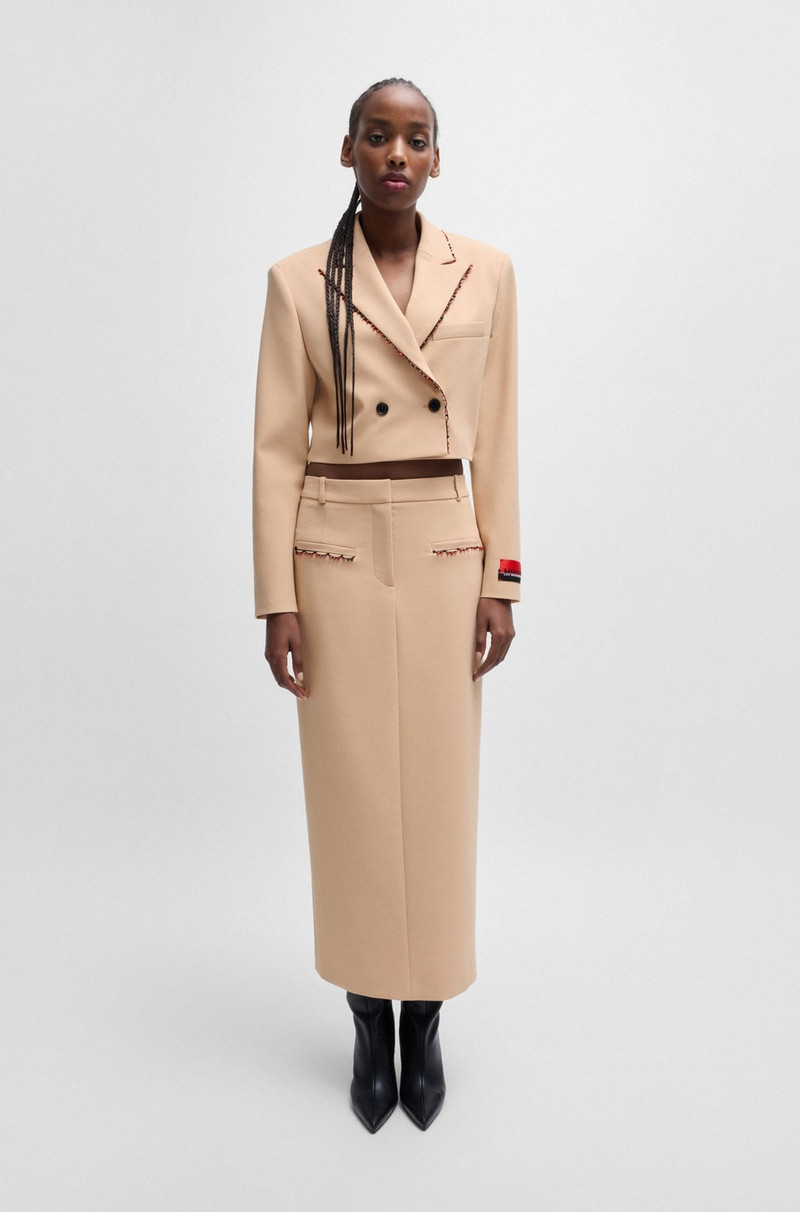 HUGO HUGO X LES BENJAMINS REGULAR-FIT CROPPED JACKET WITH BEADED TRIM outlook