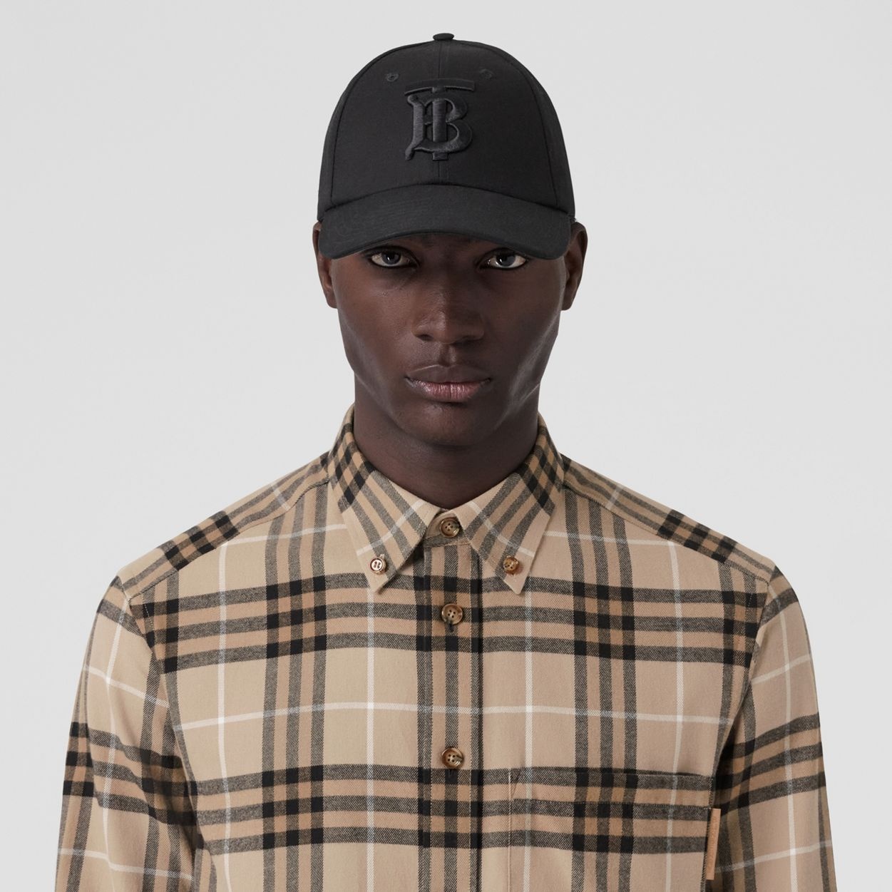 Button-down Collar Check Cotton Oversized Shirt - 3