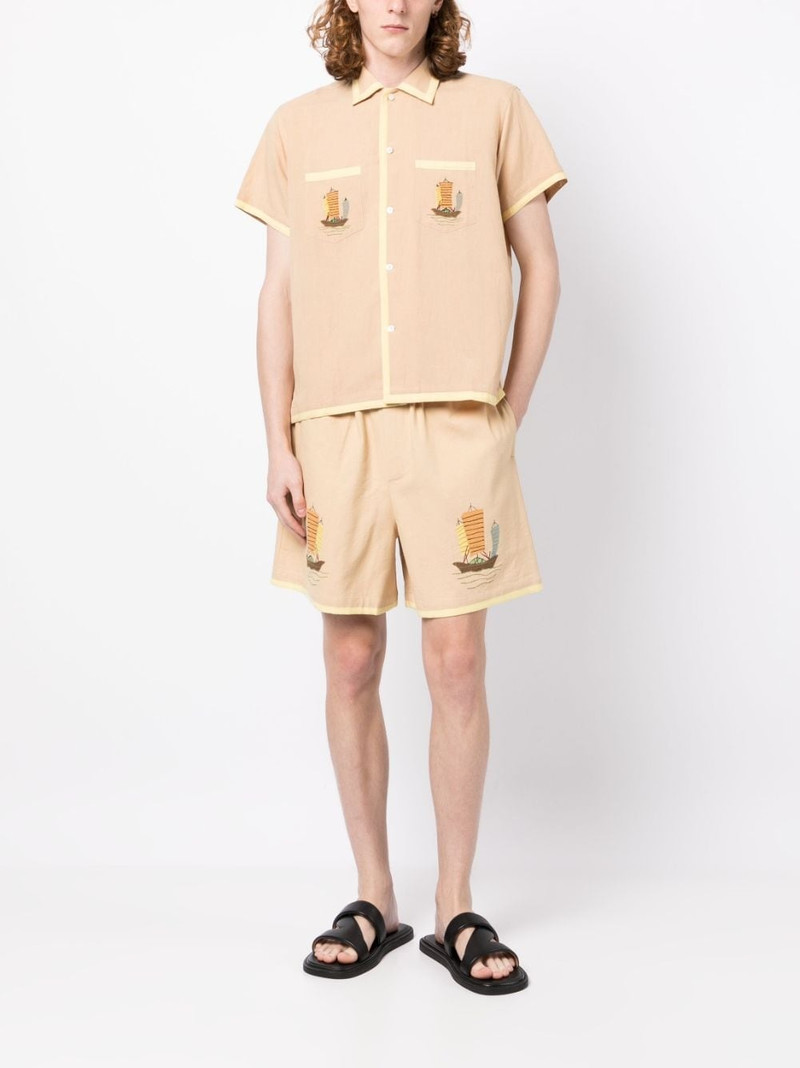 BODE illustration-print cotton deck shorts outlook