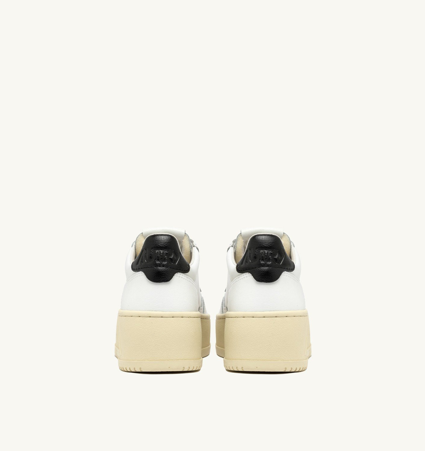 MEDALIST PLATFORM SNEAKERS IN WHITE AND BLACK LEATHER - 3