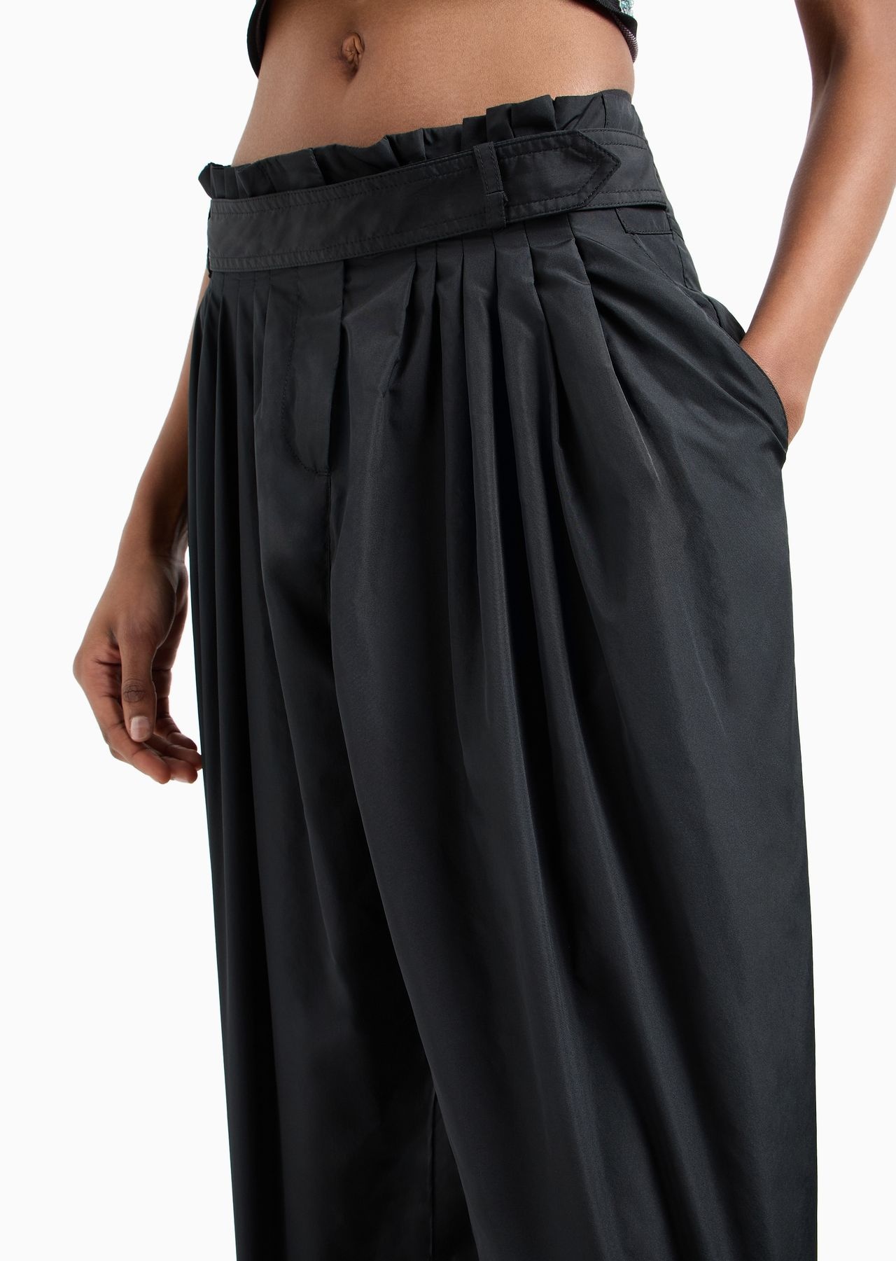 Taffeta straight trousers with pleats - 5