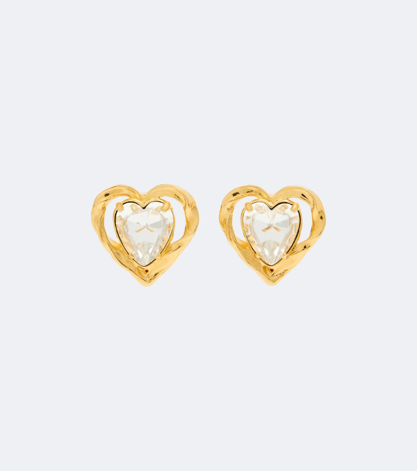Heart crystal-embellished clip-on earrings - 1