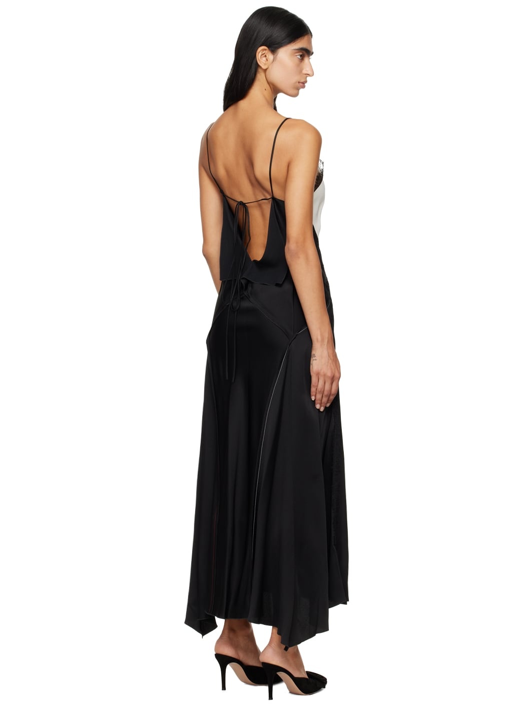Black & White V-Neck Maxi Dress - 3