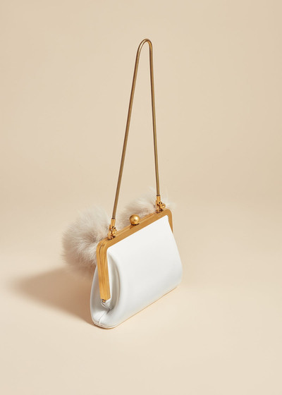 KHAITE The Small Lilith Evening Bag in Optic White Crackle Patent Leather with Shearling outlook