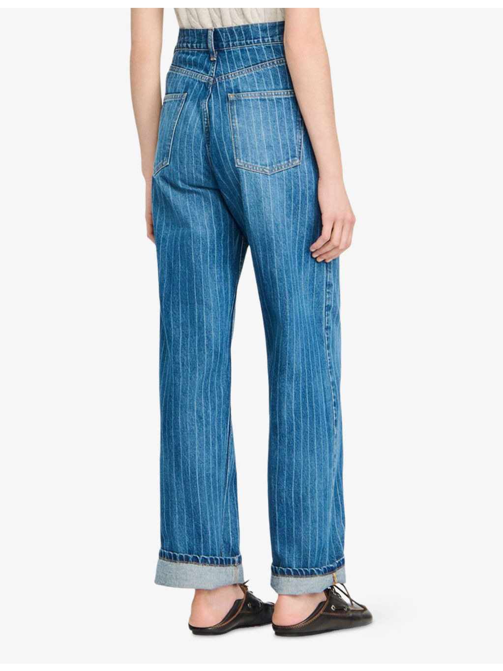 Wide-Leg Stripe Denim Jeans - 4