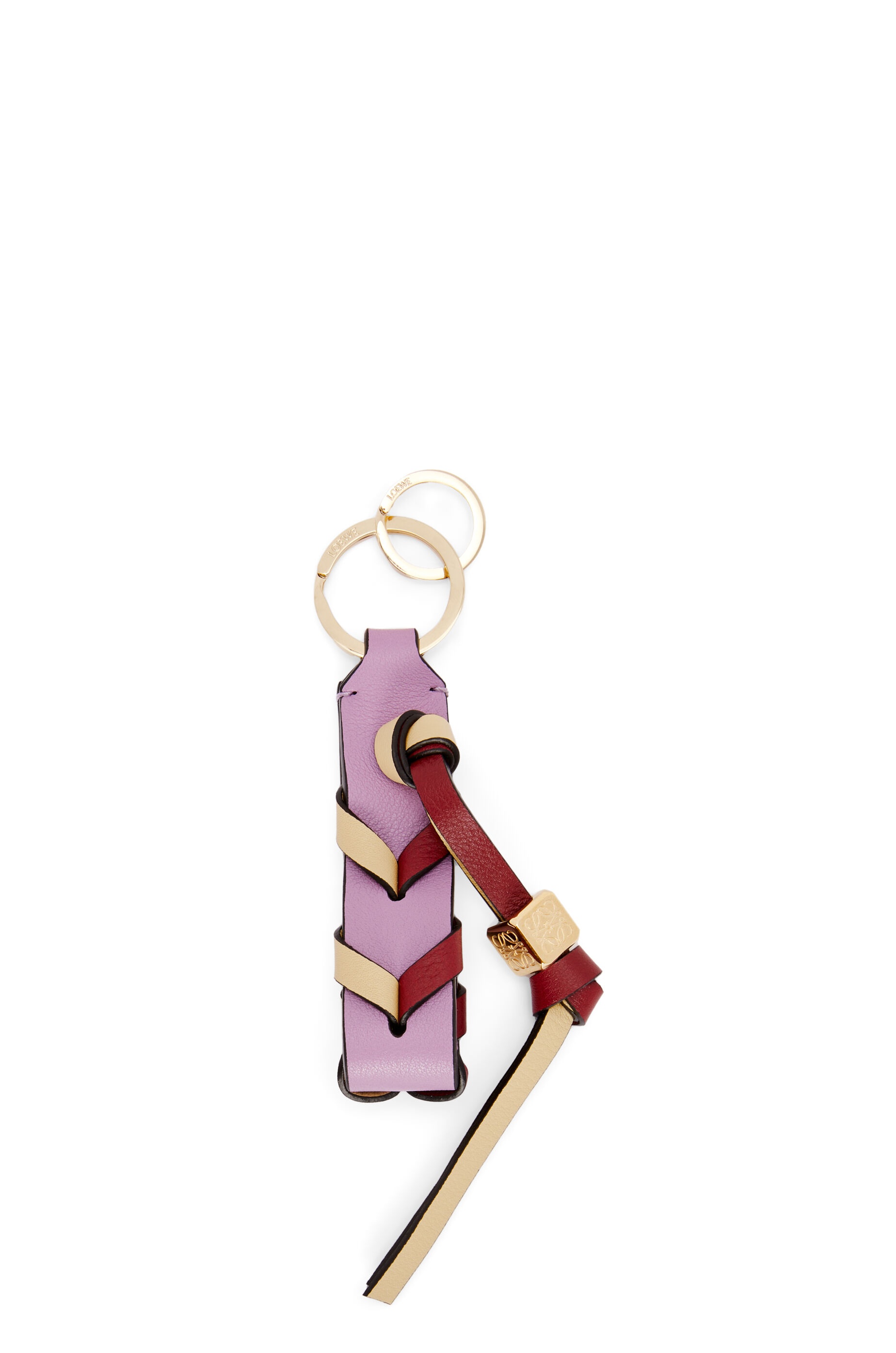 Braided strap keyring in calfskin - 1
