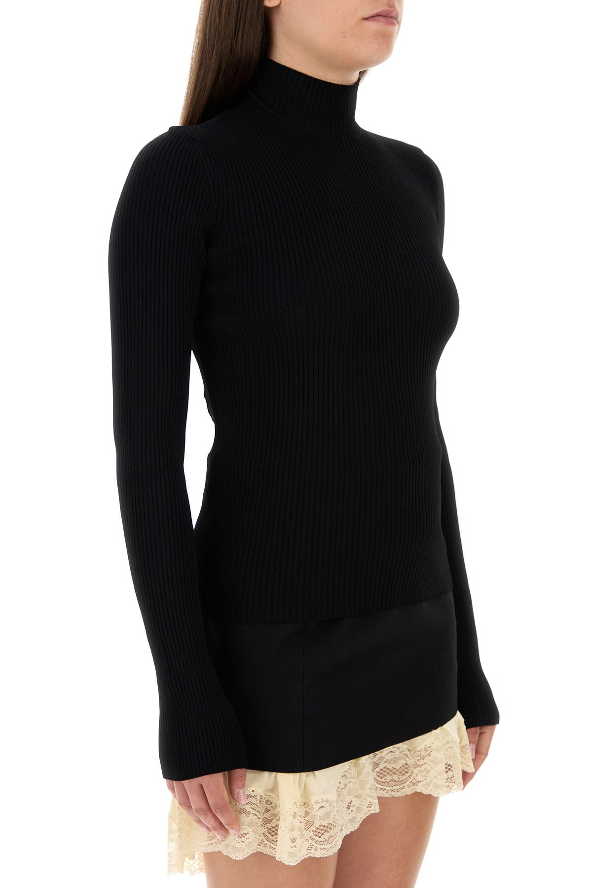 Black stretch viscose blend top - 3