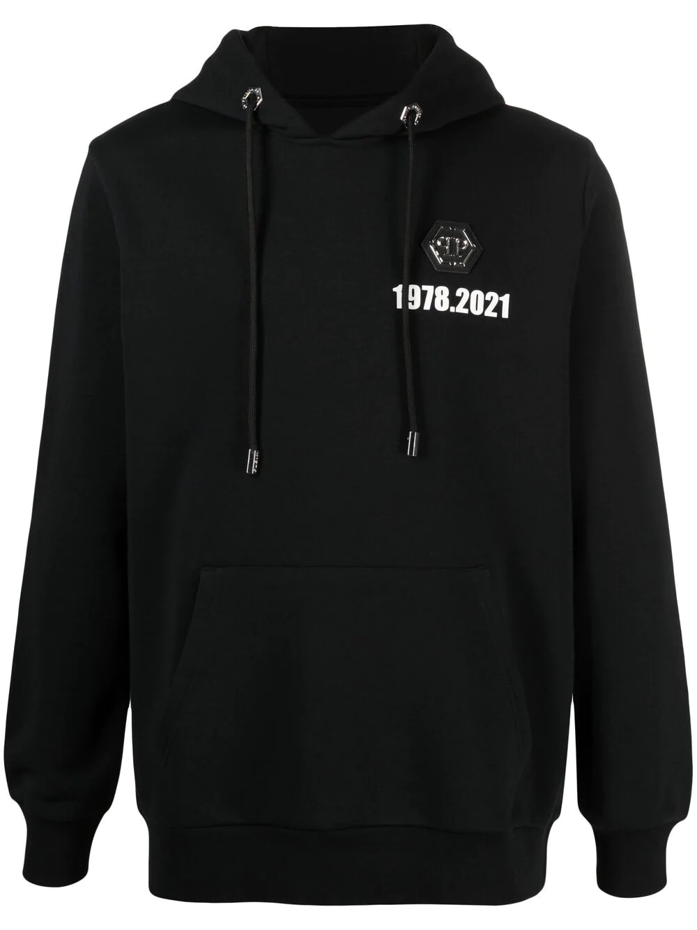 logo-patch cotton hoodie - 1