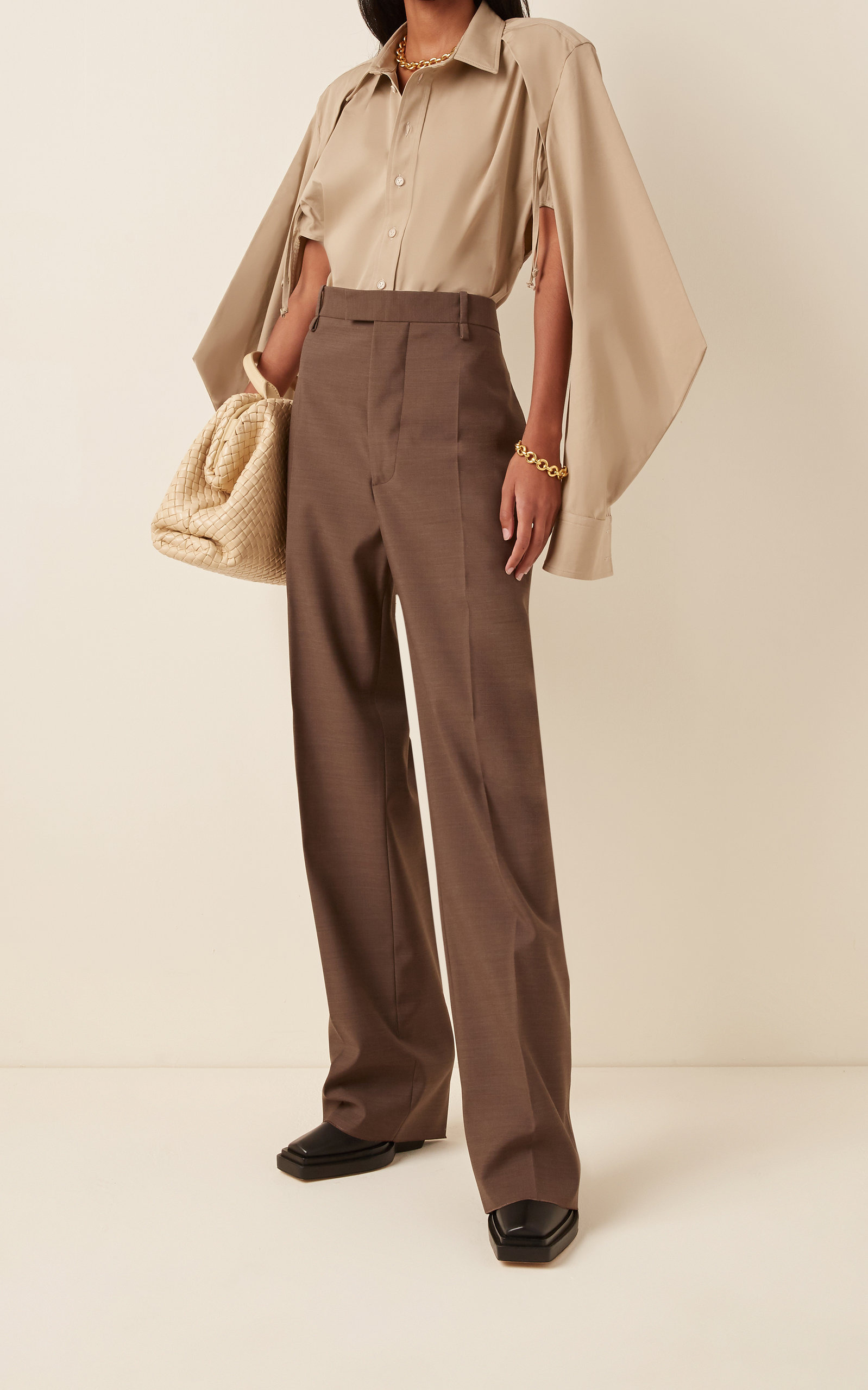Cape-Sleeve Cotton-Blend Poplin Shirt neutral - 2