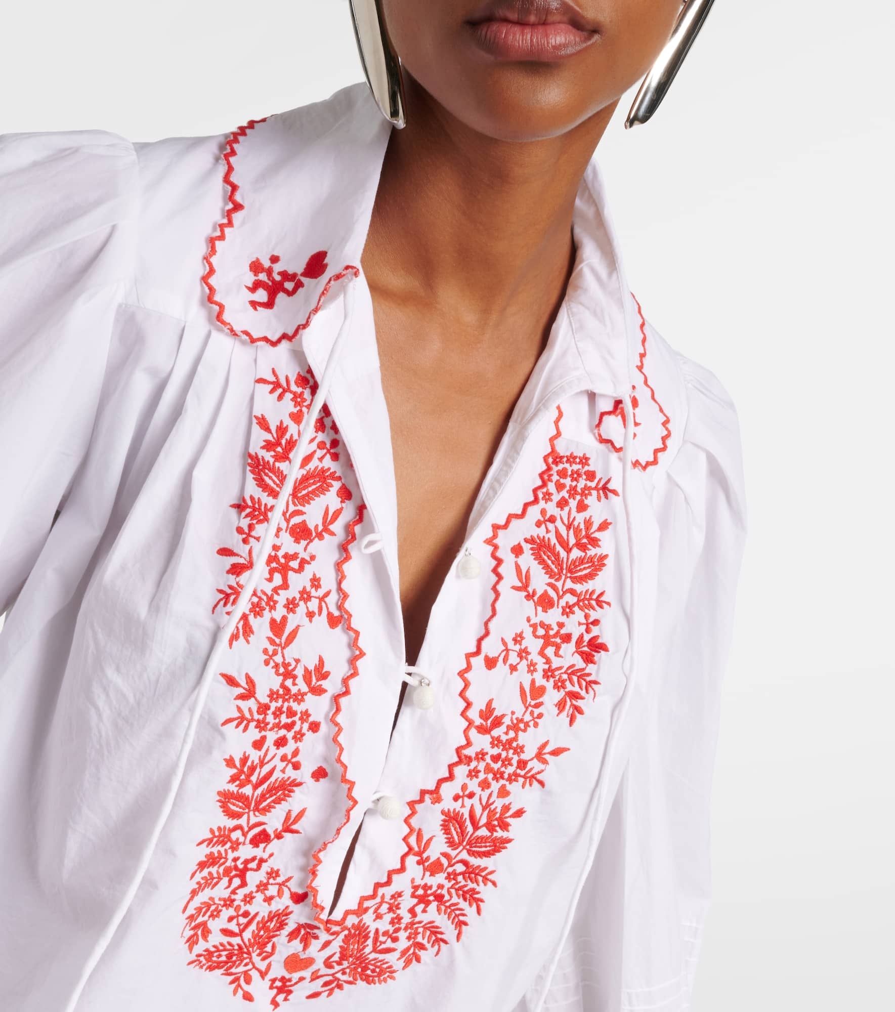 Hearts embroidered cotton shirt - 5