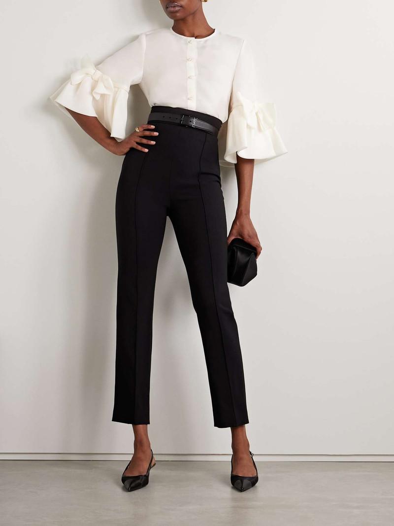 CAROLINA HERRERA Embellished ruffled silk shirt Ivory outlook