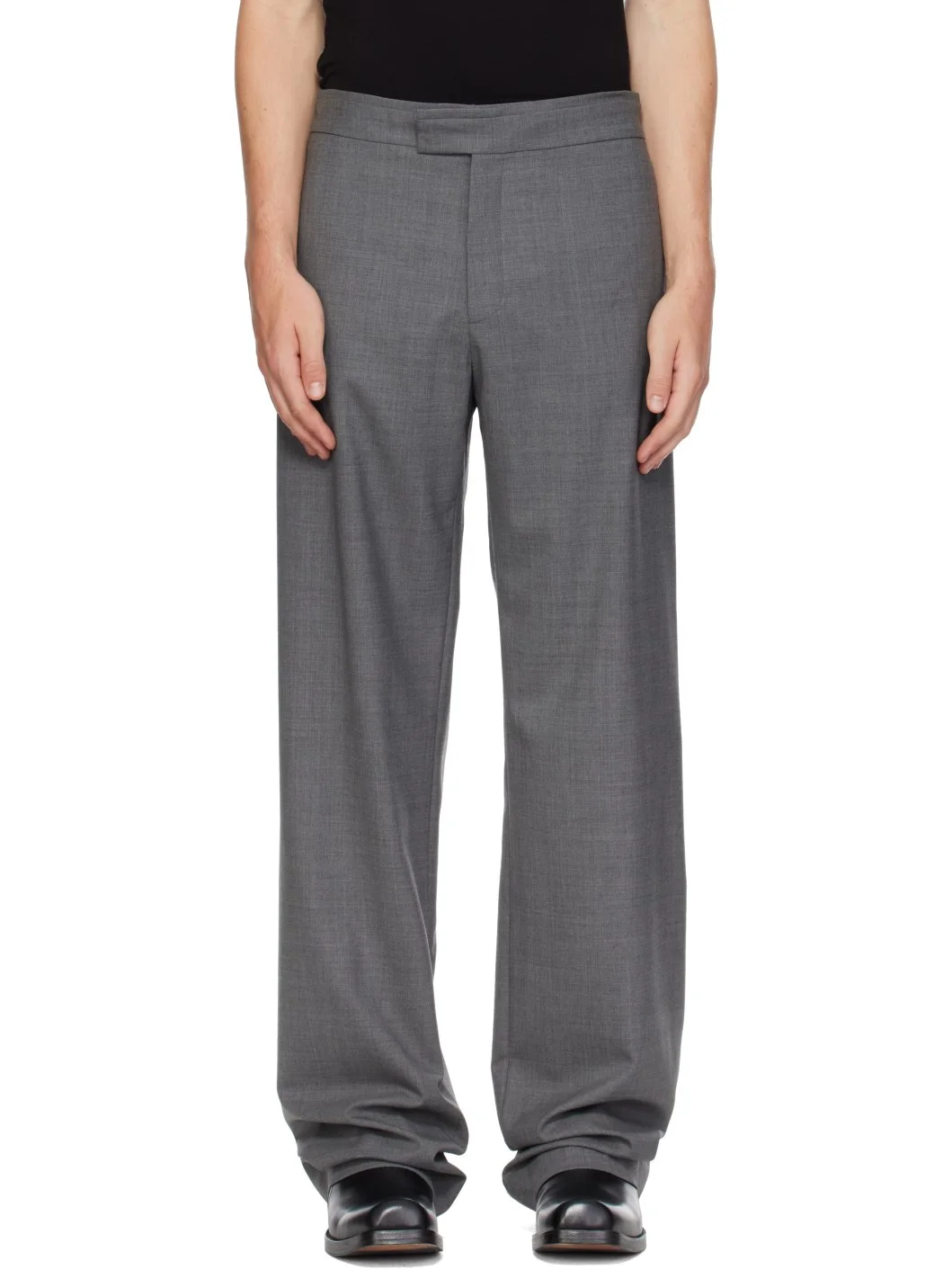 Gray One Seam Trousers - 1