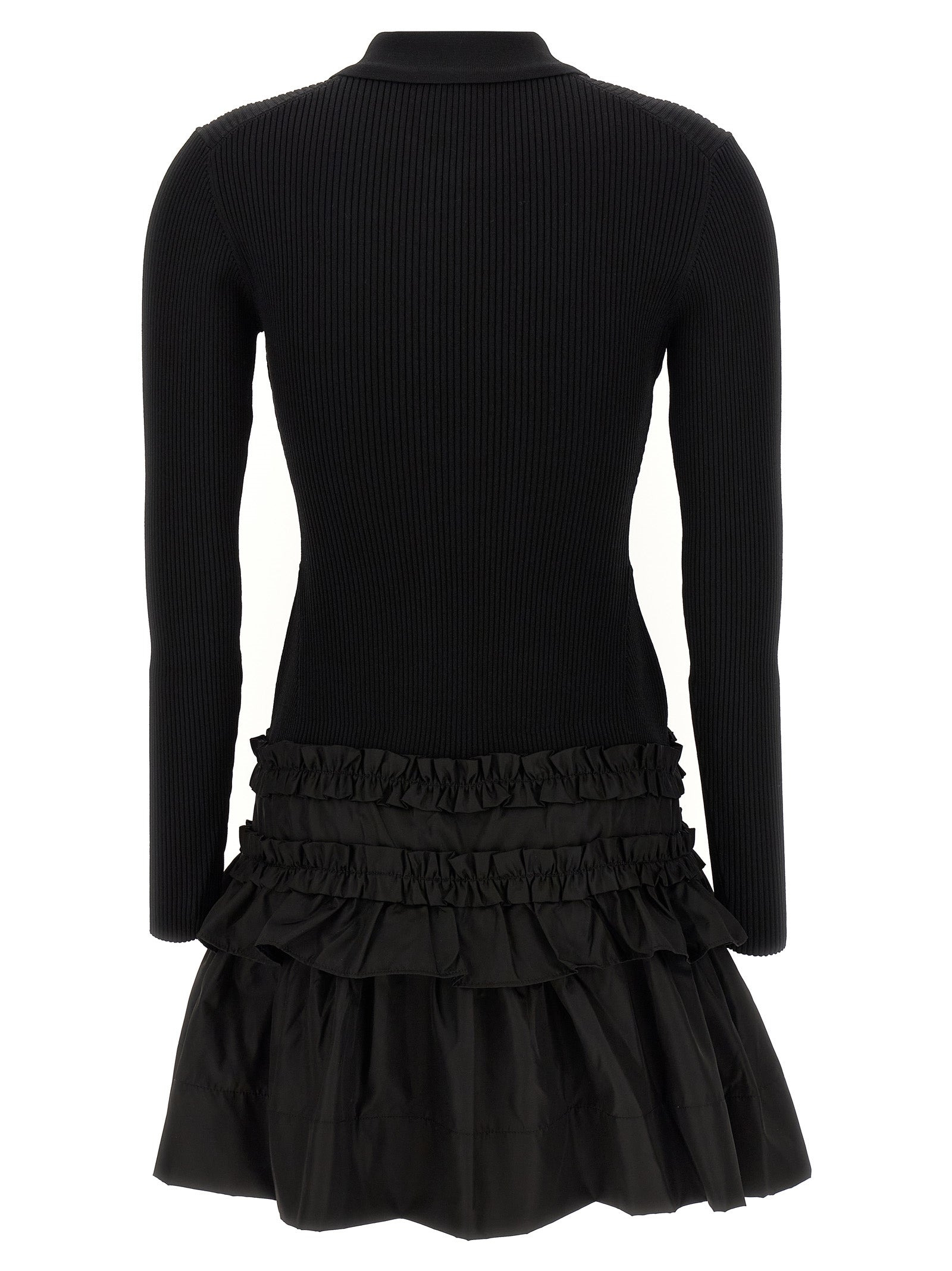 Melange Rib Knit Mini Dresses Black - 2